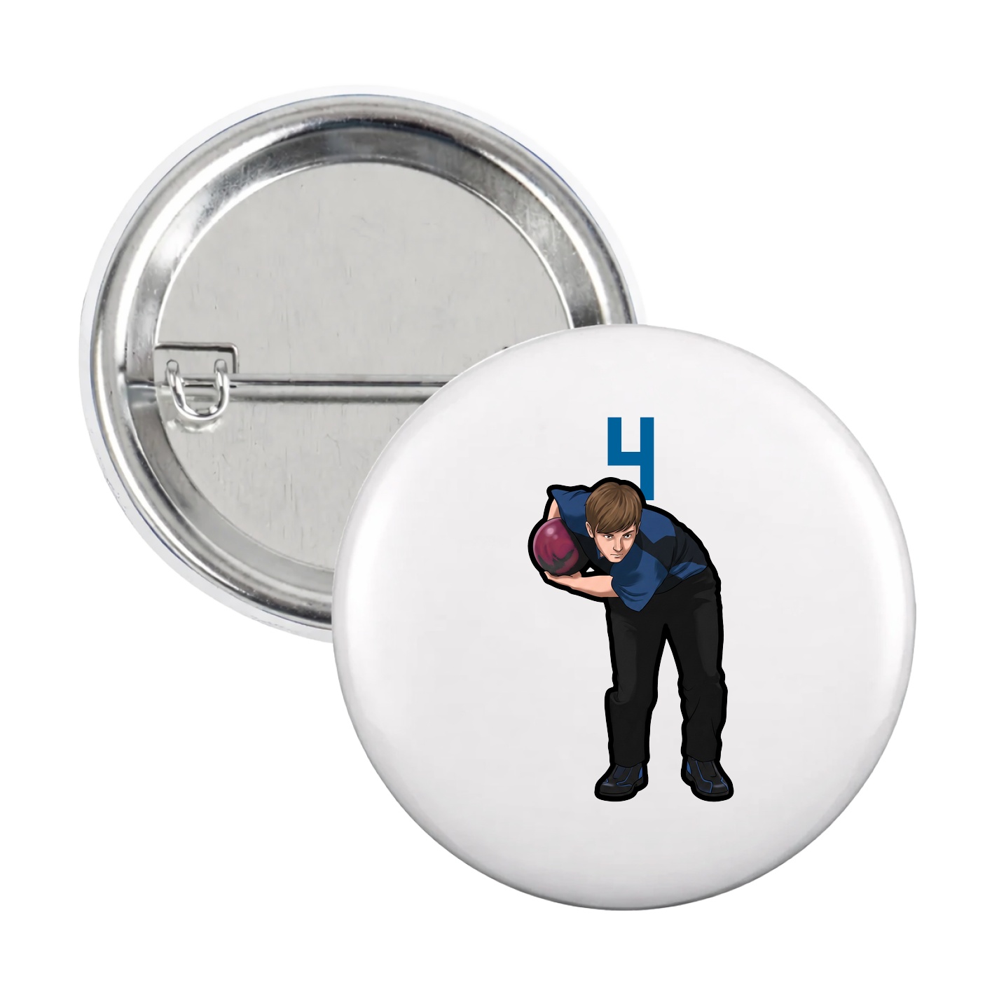 Game Day Button — Number Top in White
