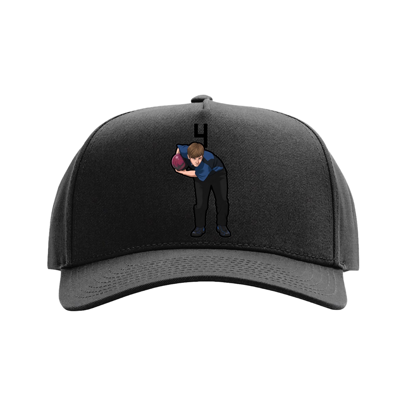 Full Fabric Five-Panel Champ Cap — Number Top in Black