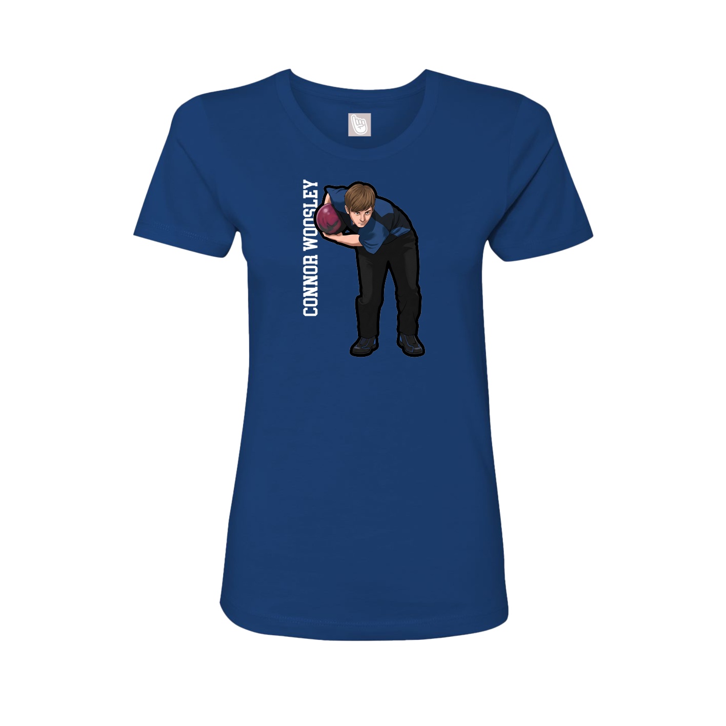 Fitted Women's Tee — Name Vertical in Royal