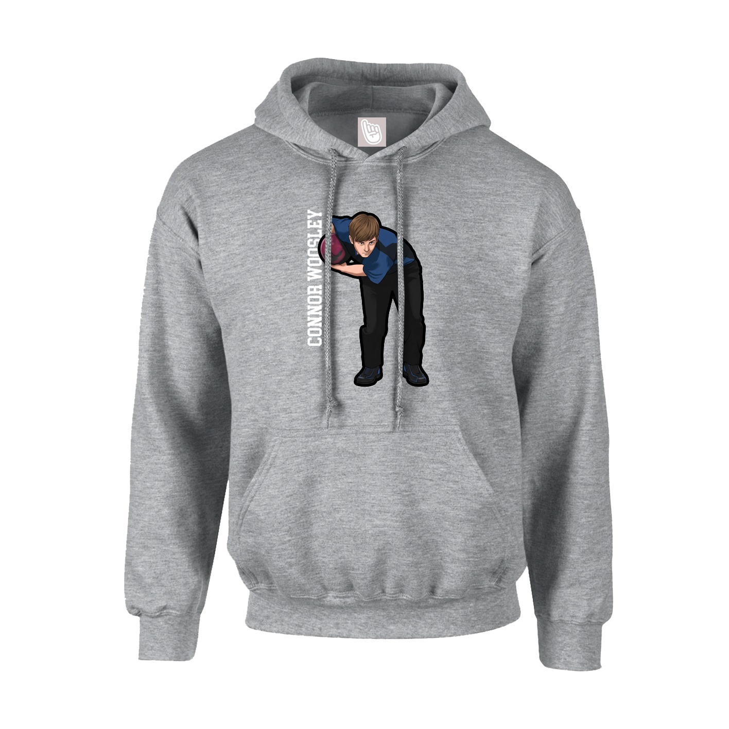 Hoodie — Name Vertical in Grey
