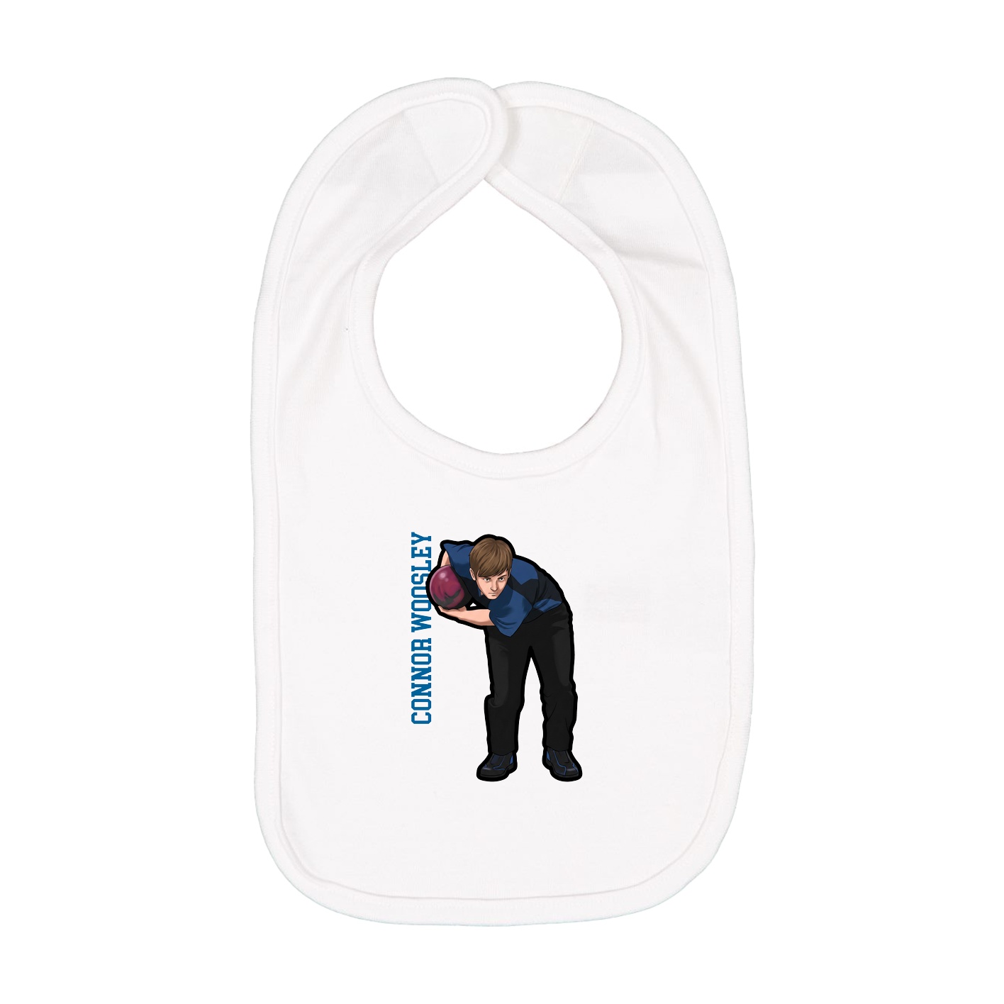 Infant Bib — Name Vertical in White