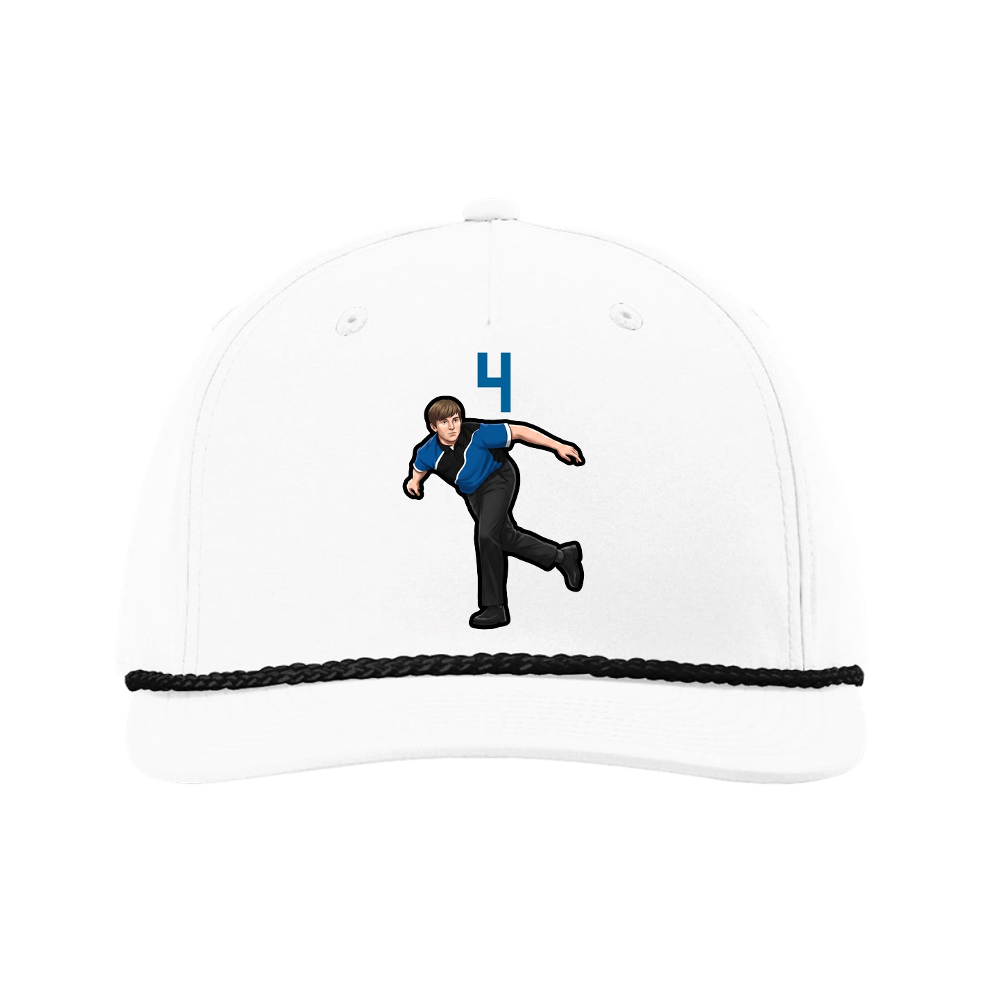 Five-Panel Classic Rope Cap — Number Top in White