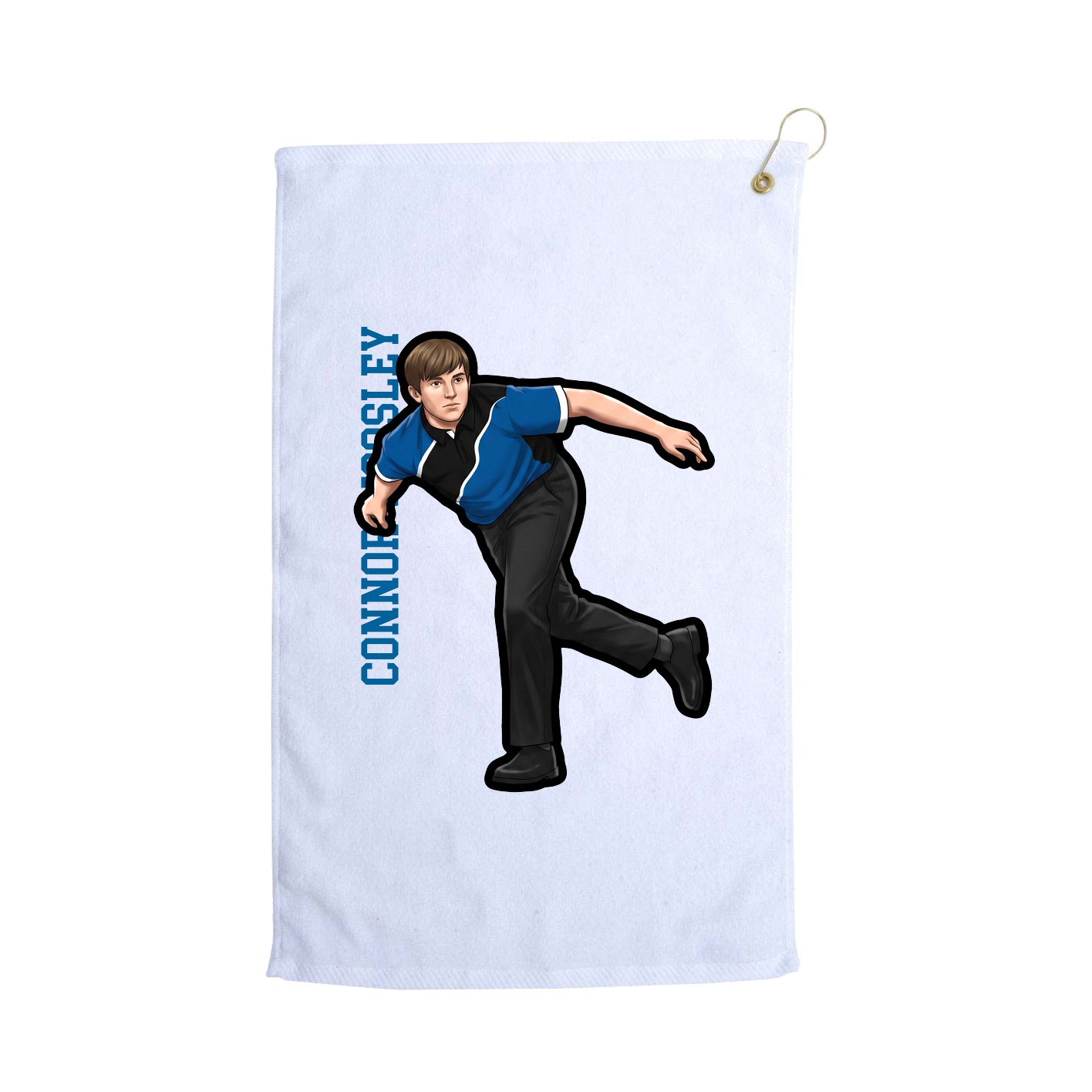 Golf Towel — Name Vertical in White
