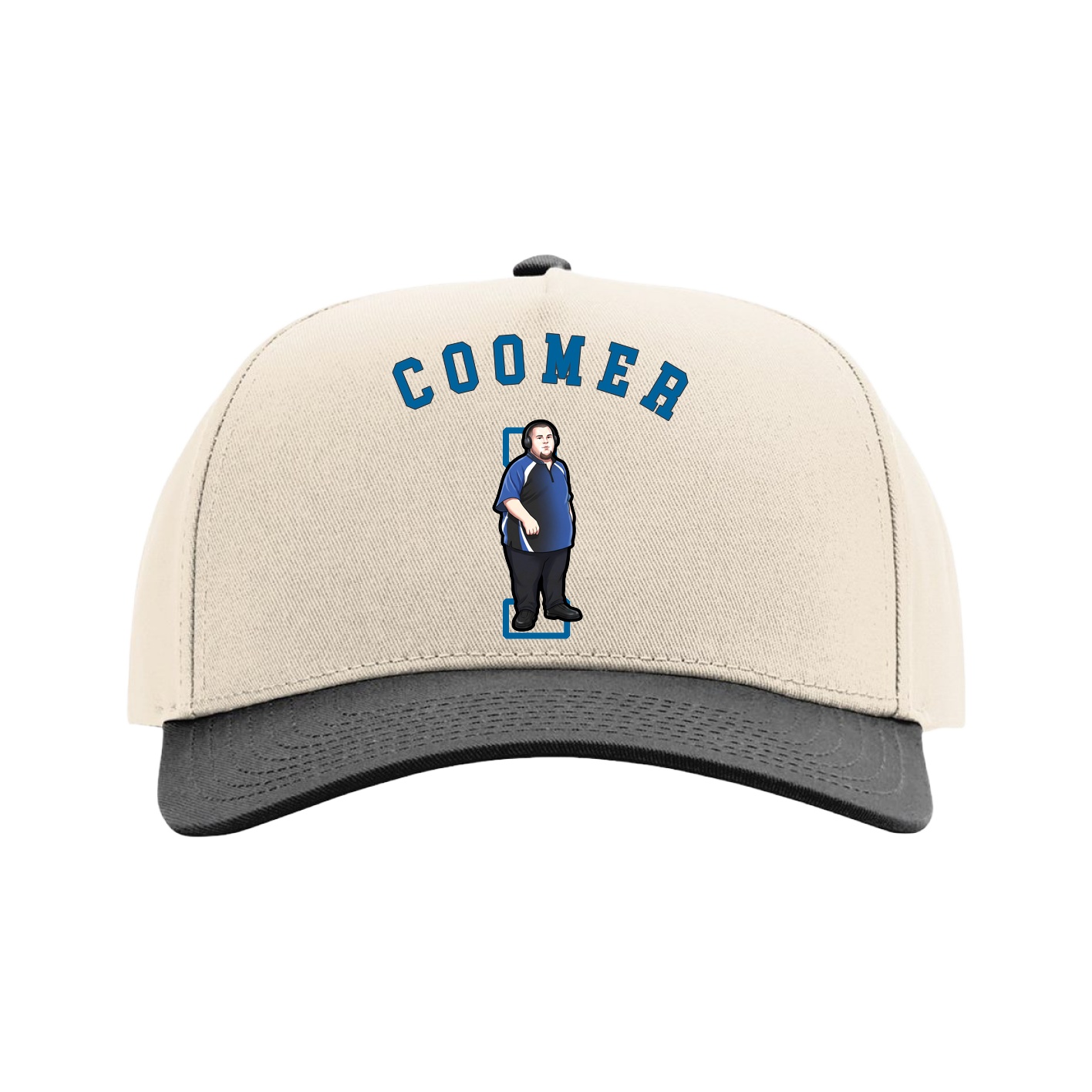 Full Fabric Five-Panel Champ Cap — Shirsey Arch in Cream/Black
