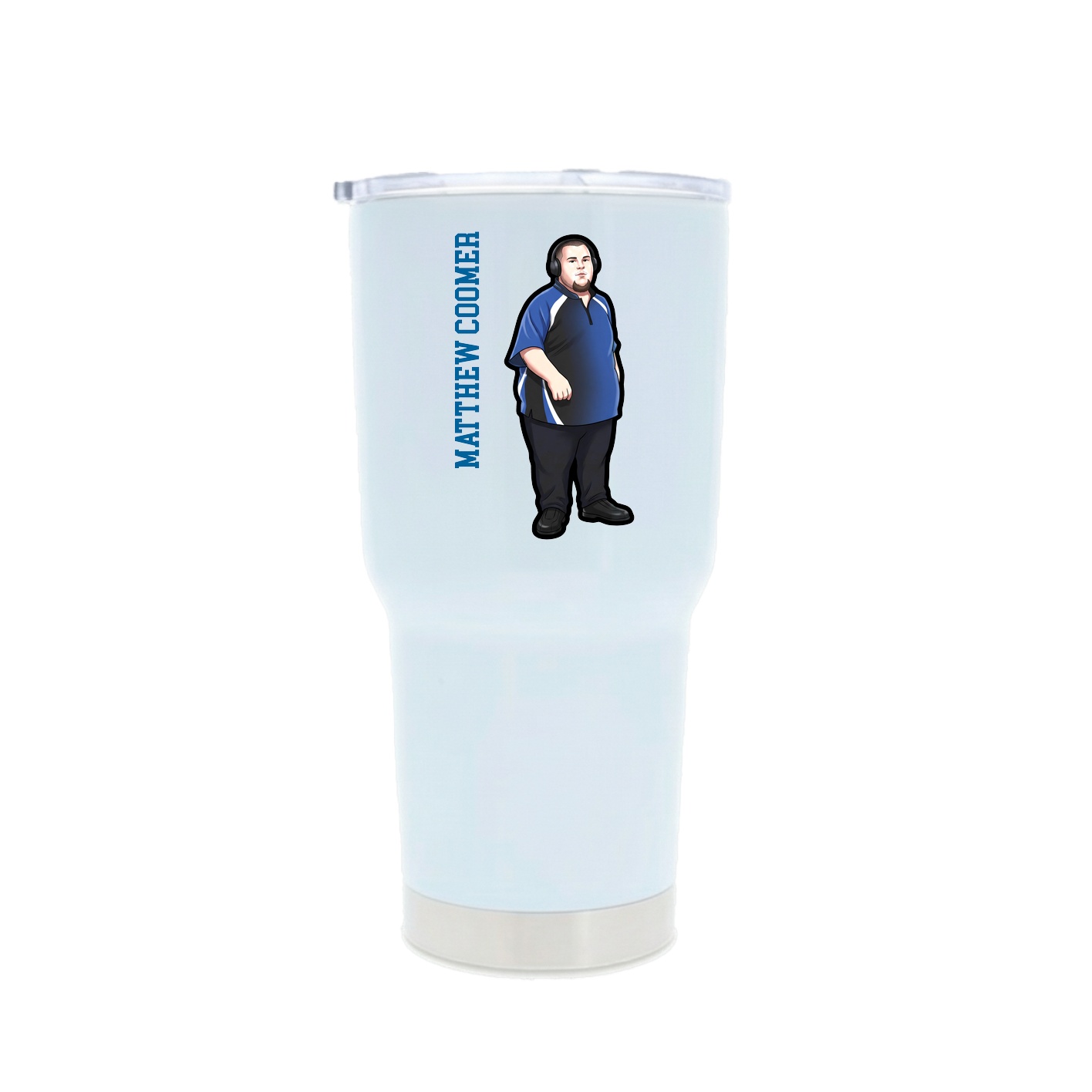 30oz Stainless Steel Tumbler — Name Vertical in White