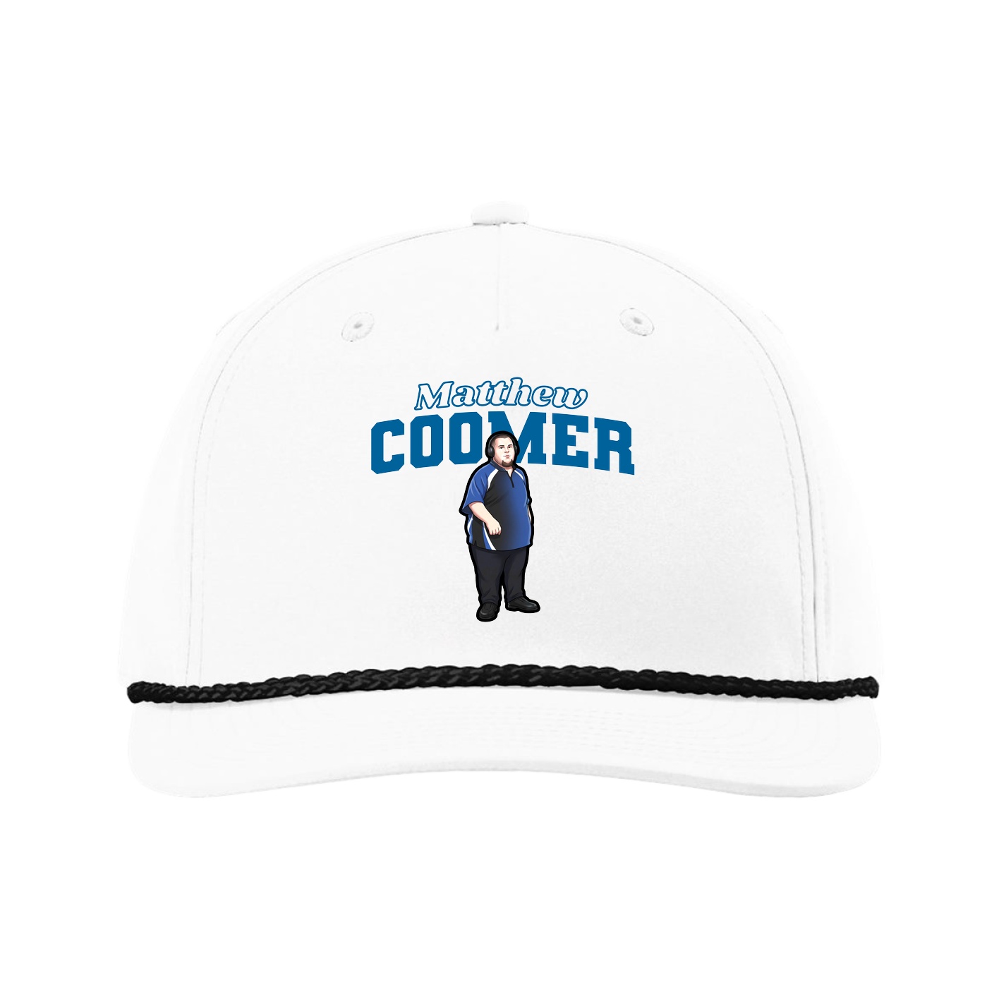 Five-Panel Classic Rope Cap — Name Arch in White