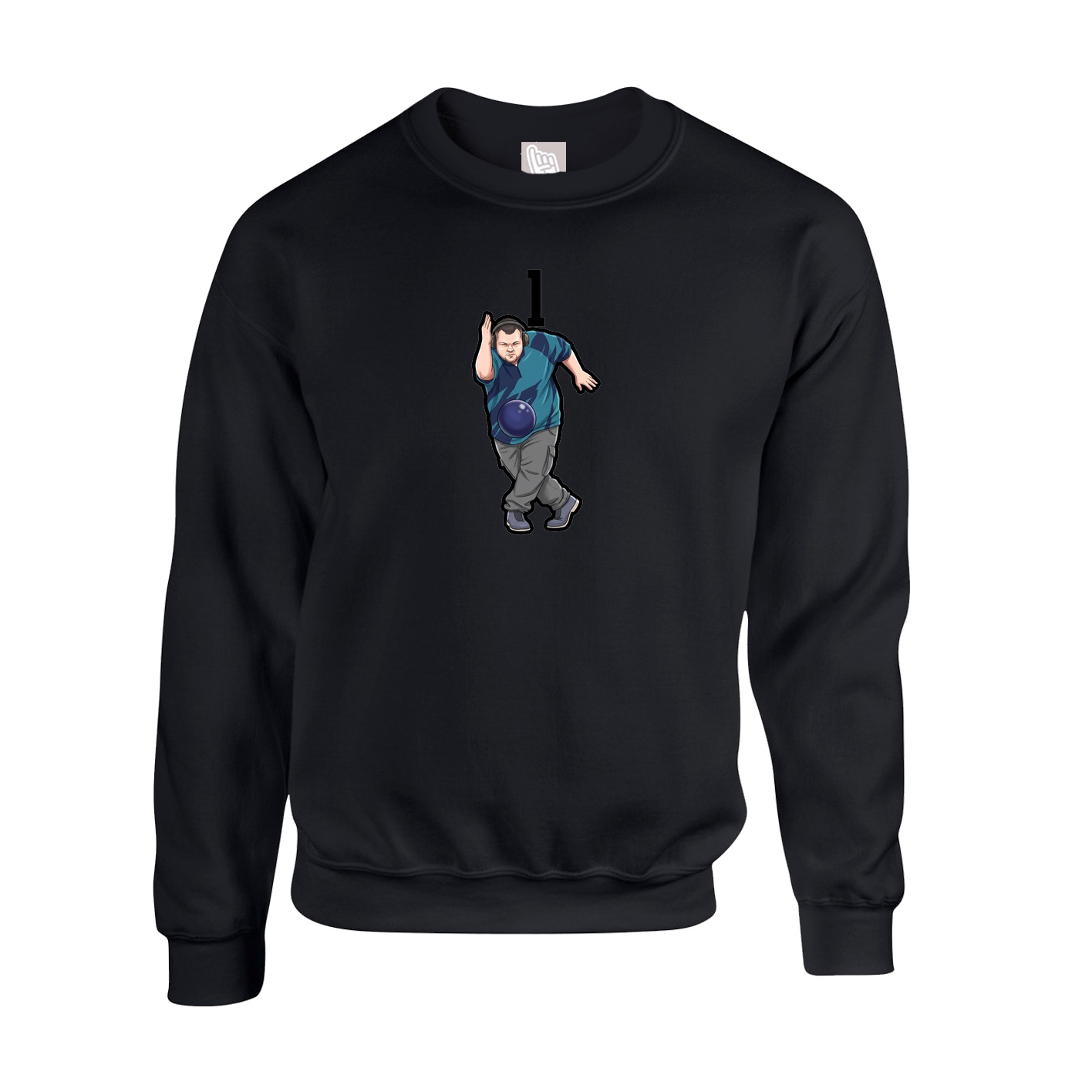 Fleece Crew — Number Top in Black