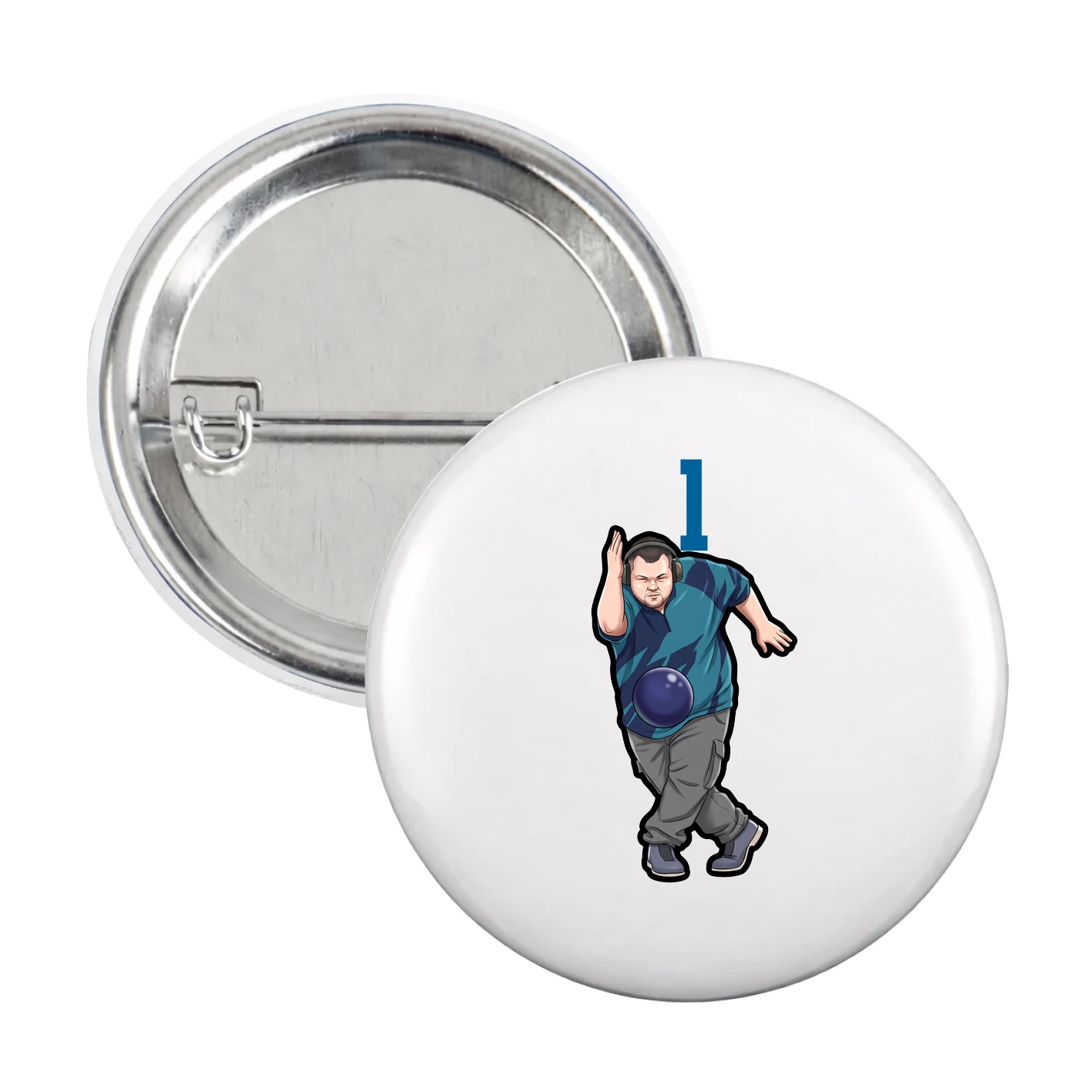 Game Day Button — Number Top in White