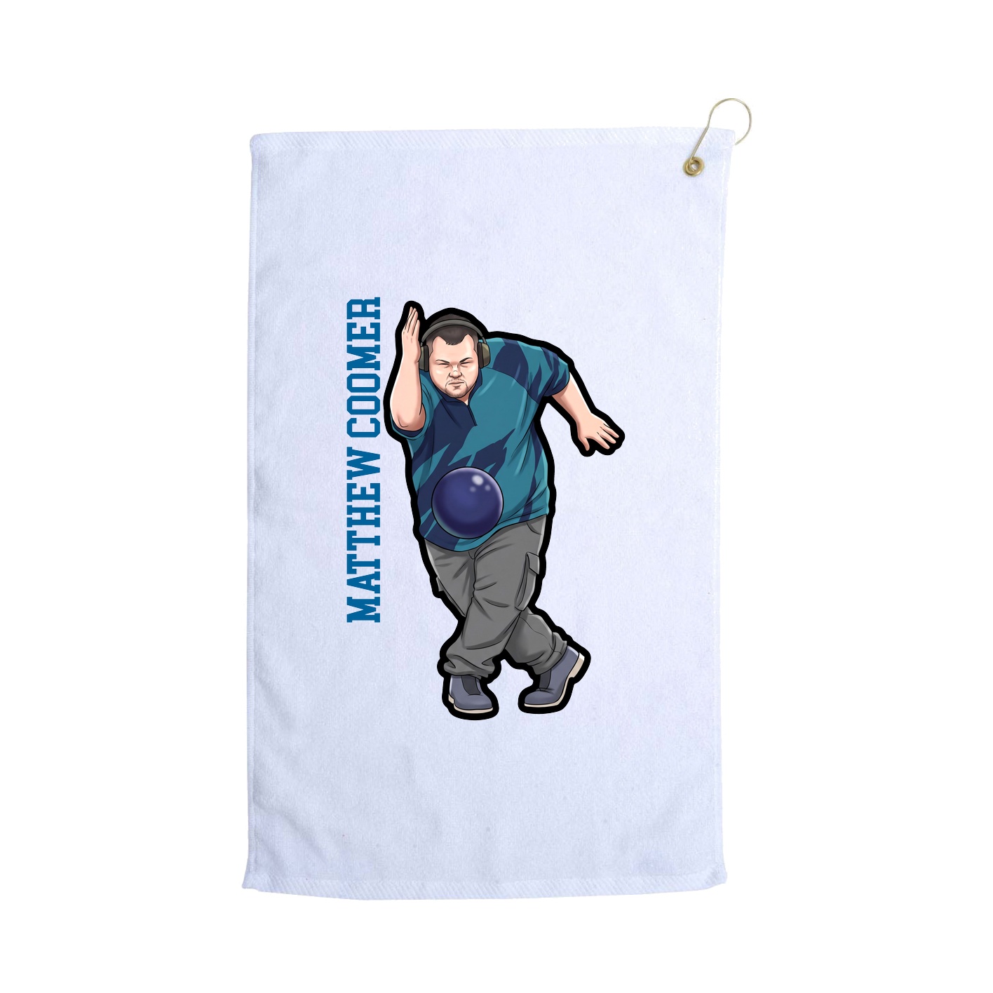Golf Towel — Name Vertical in White