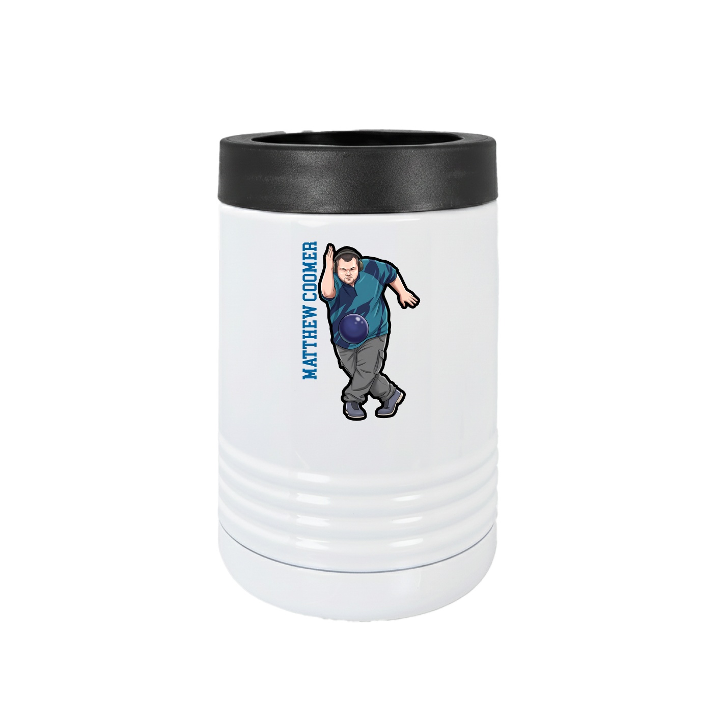 Beverage Holder — Name Vertical in White
