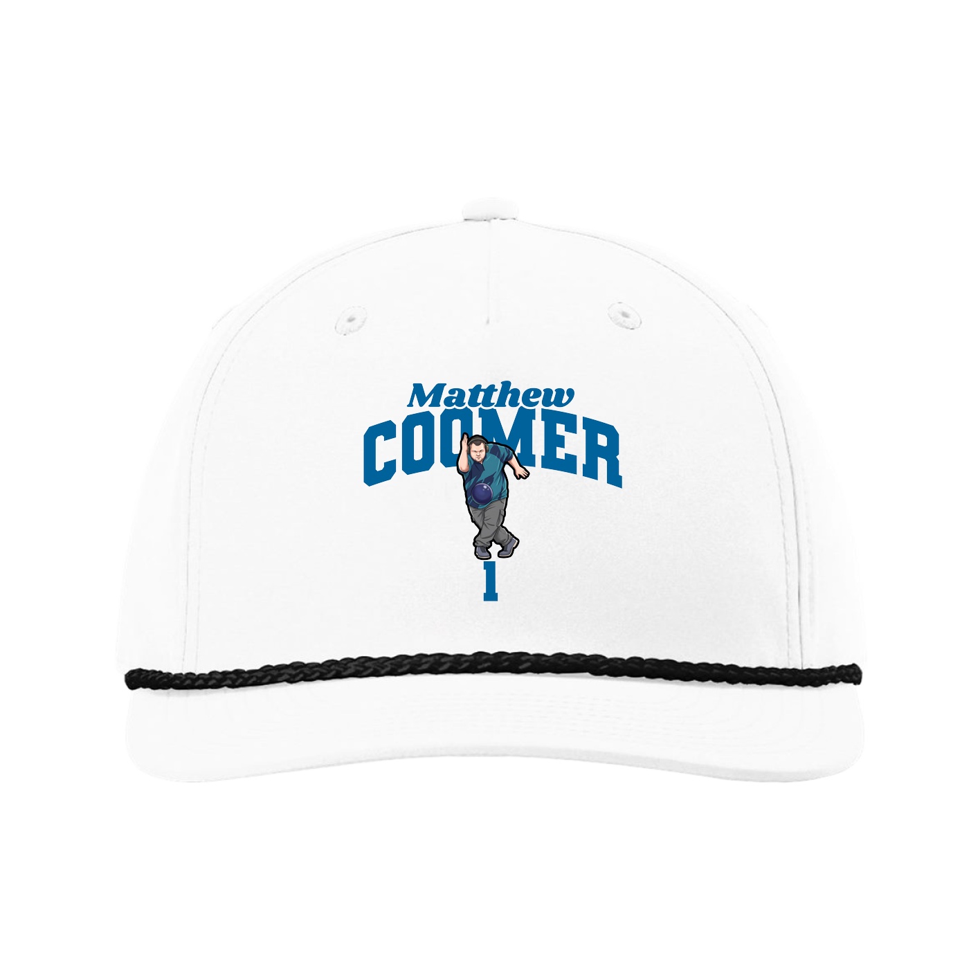 Five-Panel Classic Rope Cap — Signature Arch in White