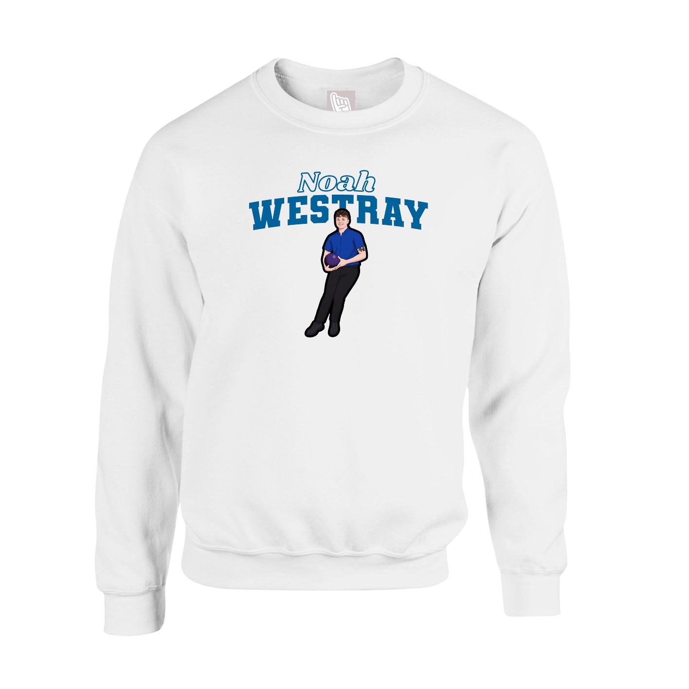 Fleece Crew — Name Arch in White