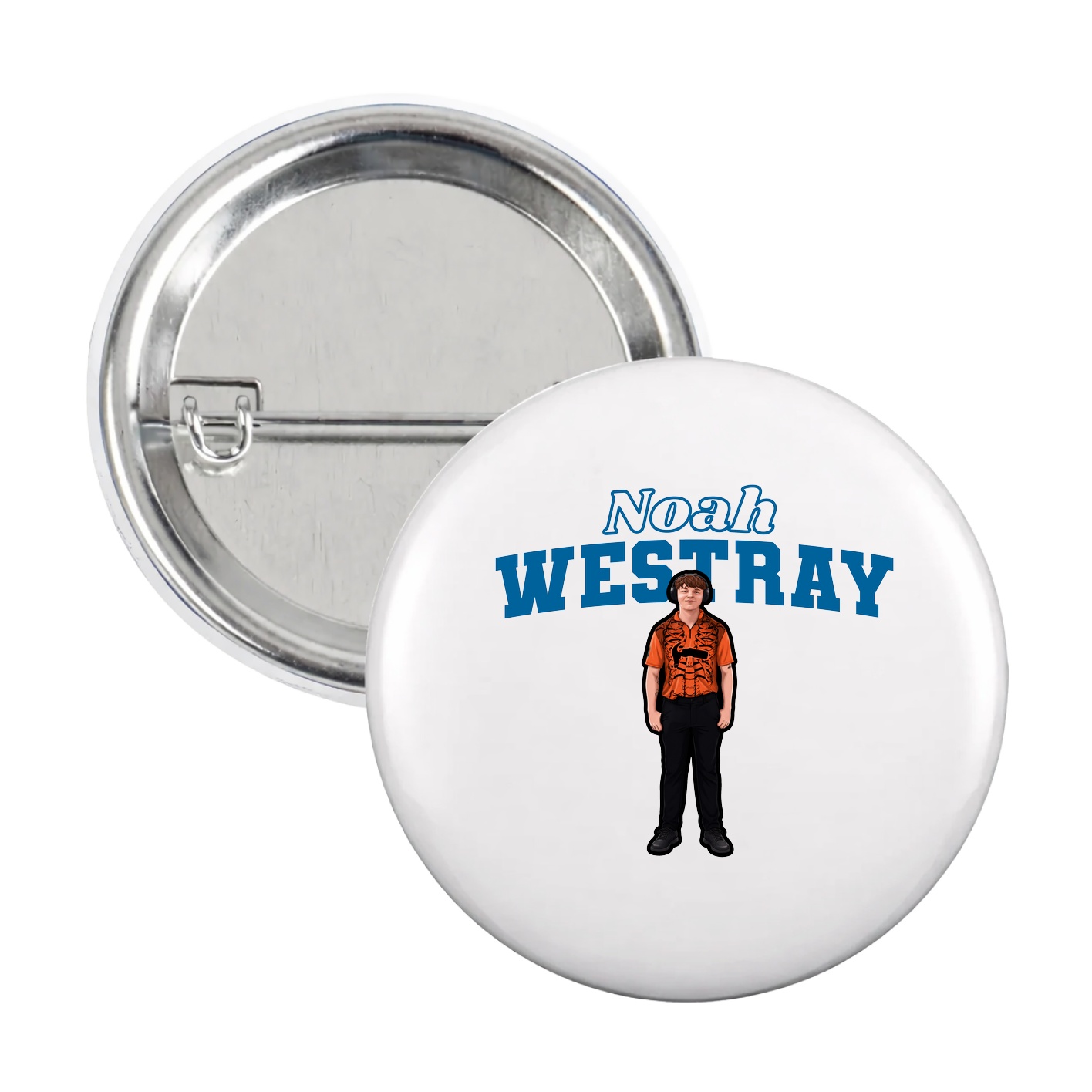 Game Day Button — Name Arch in White