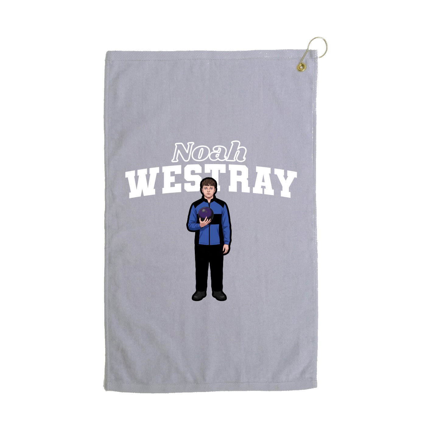 Golf Towel — Name Arch in Grey