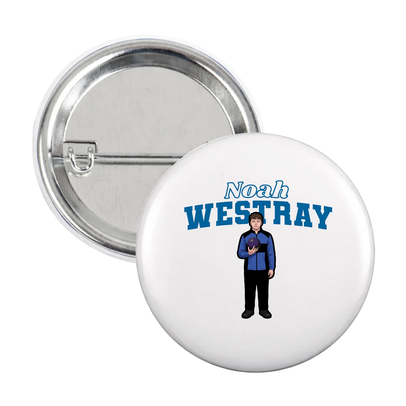 Game Day Button — Name Arch in White