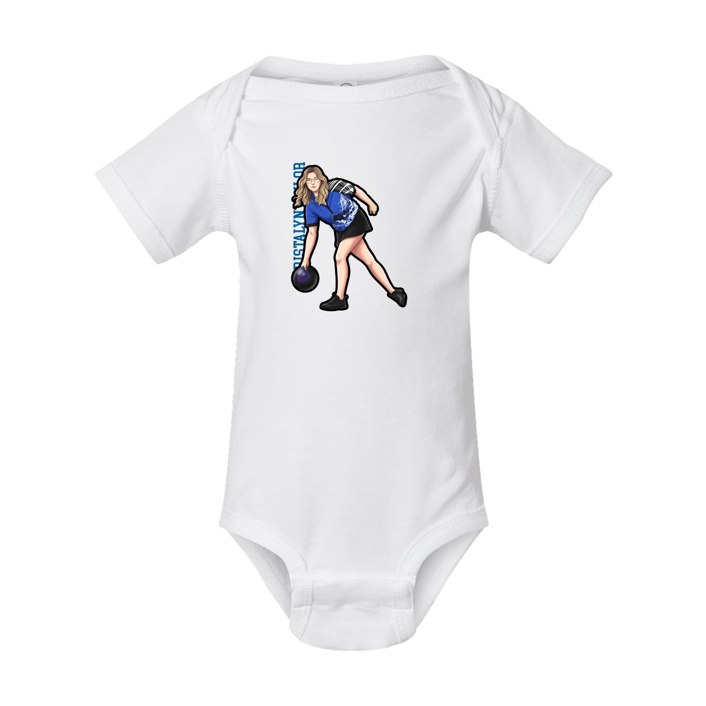Baby Onesie — Name Vertical in White