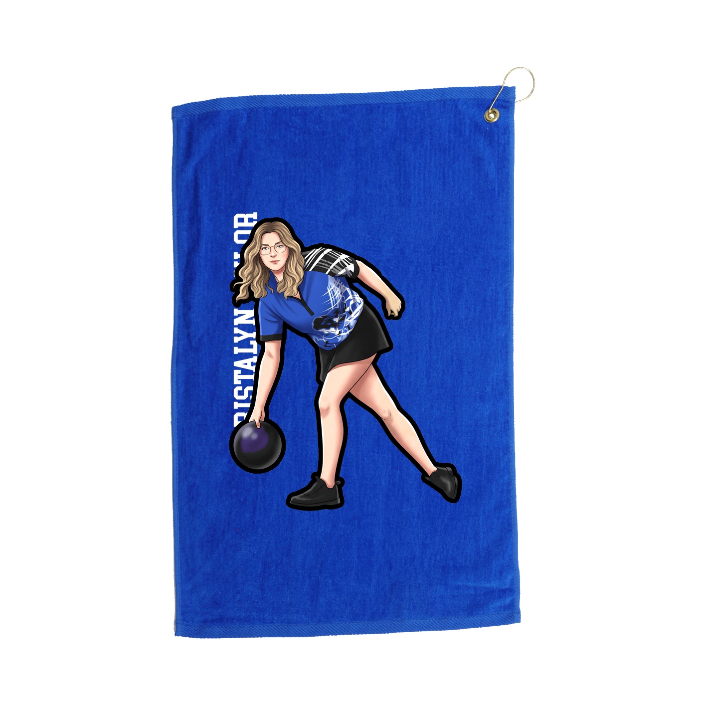 Golf Towel — Name Vertical in Royal