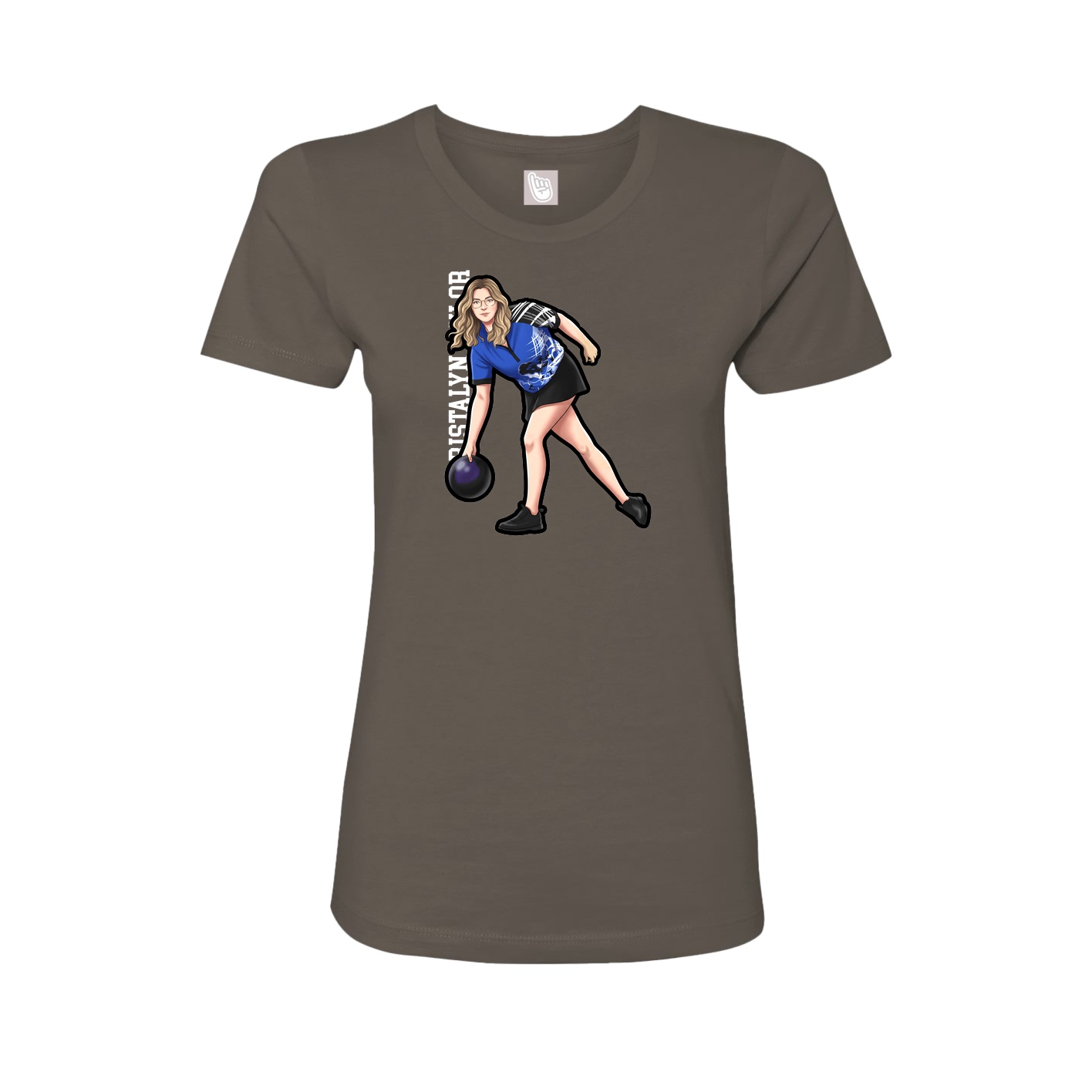 Fitted Women's Tee — Name Vertical in Grey