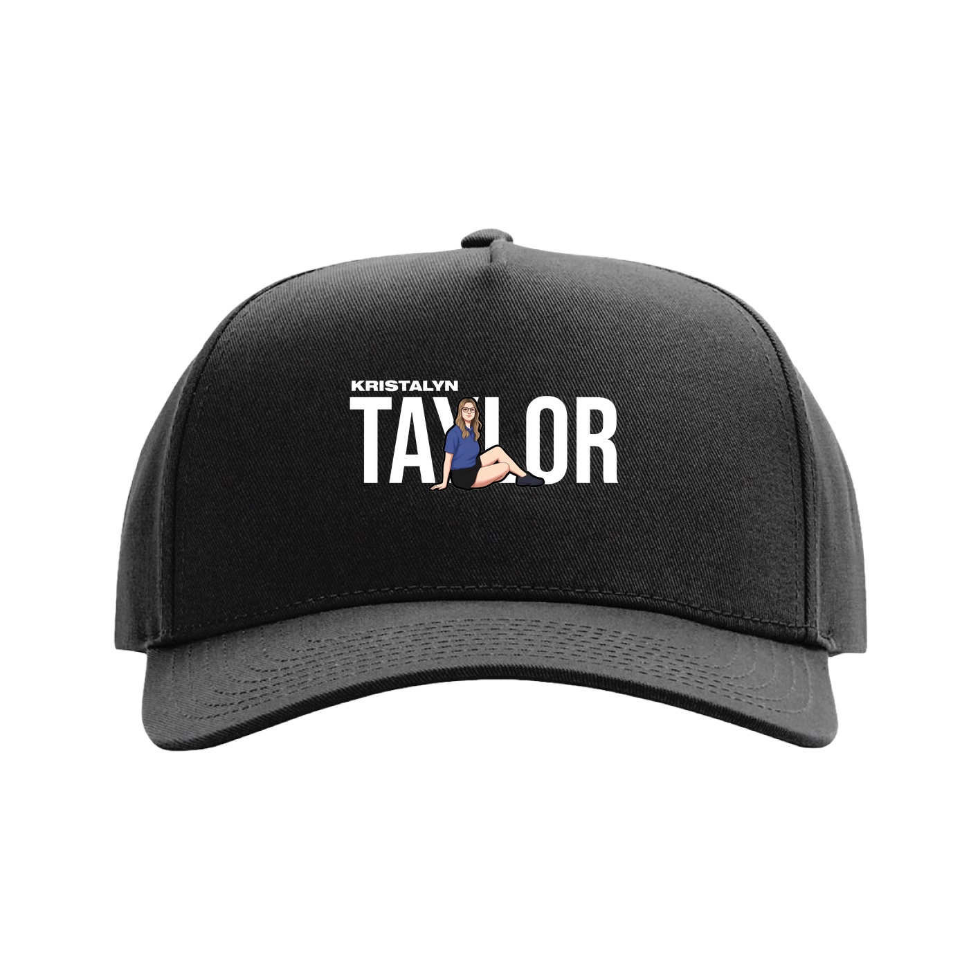 Full Fabric Five-Panel Champ Cap — Player Name in Black