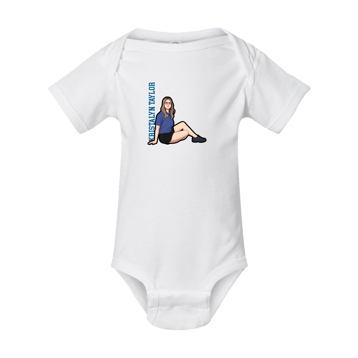 Baby Onesie — Name Vertical in White