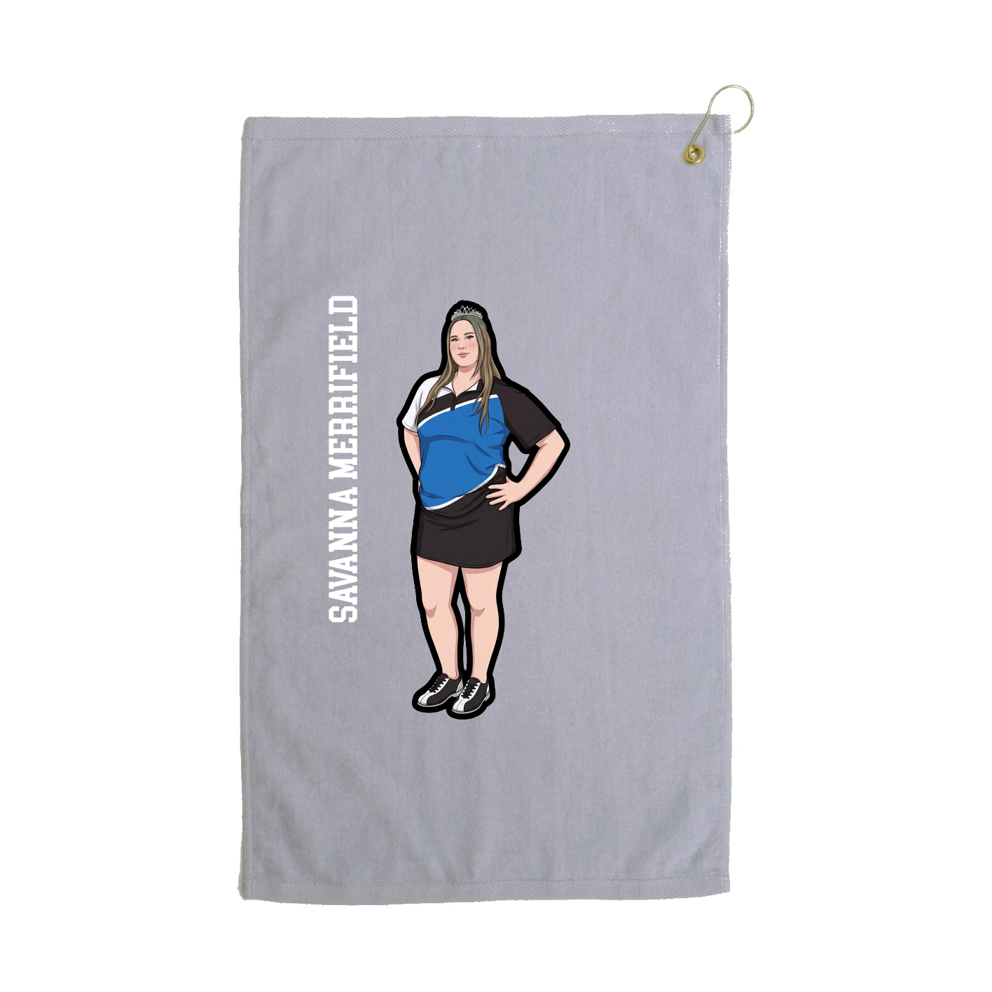 Golf Towel — Name Vertical in Grey