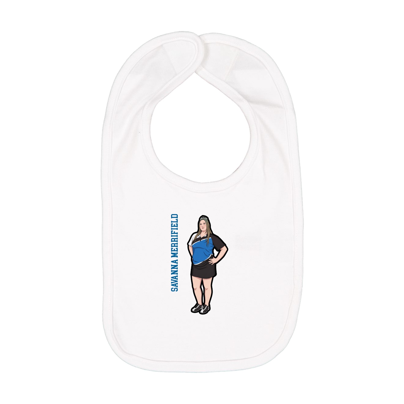 Infant Bib — Name Vertical in White