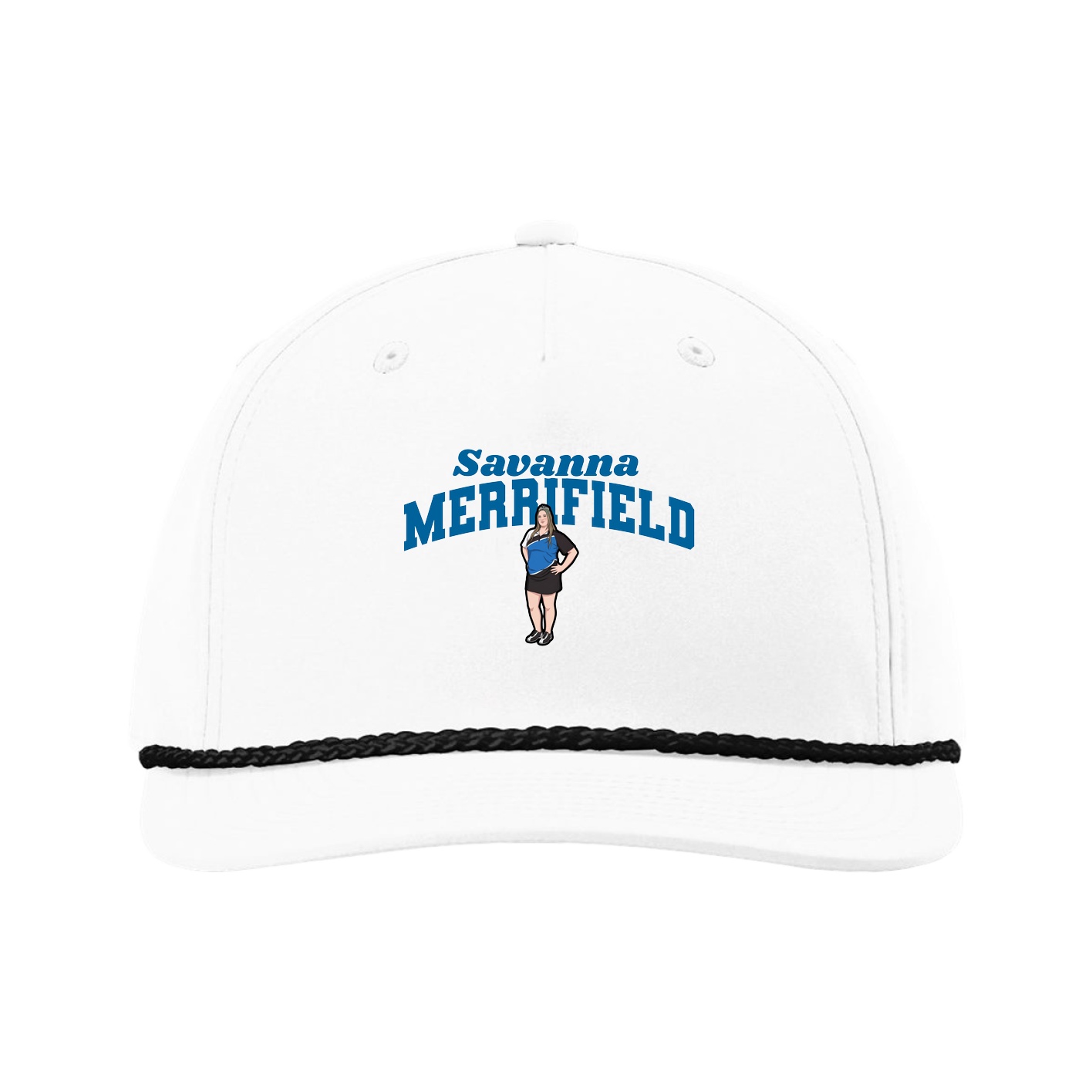 Five-Panel Classic Rope Cap — Signature Arch in White