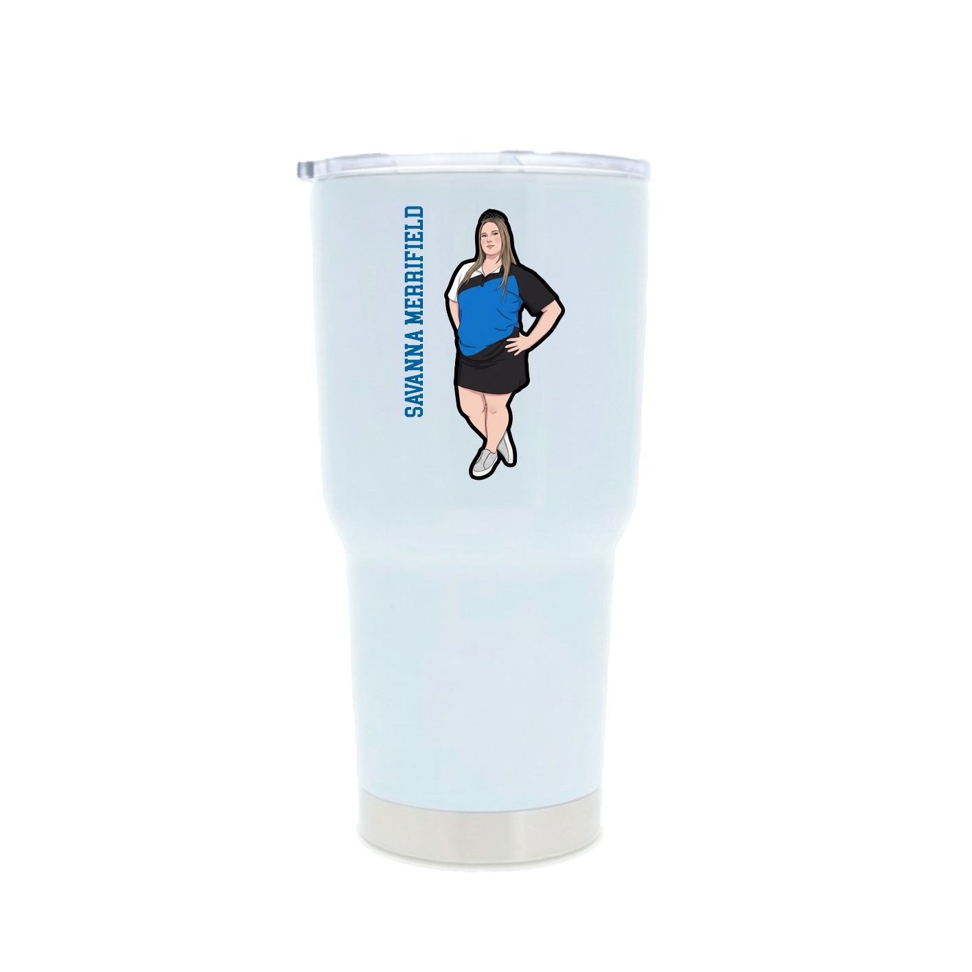30oz Stainless Steel Tumbler — Name Vertical in White