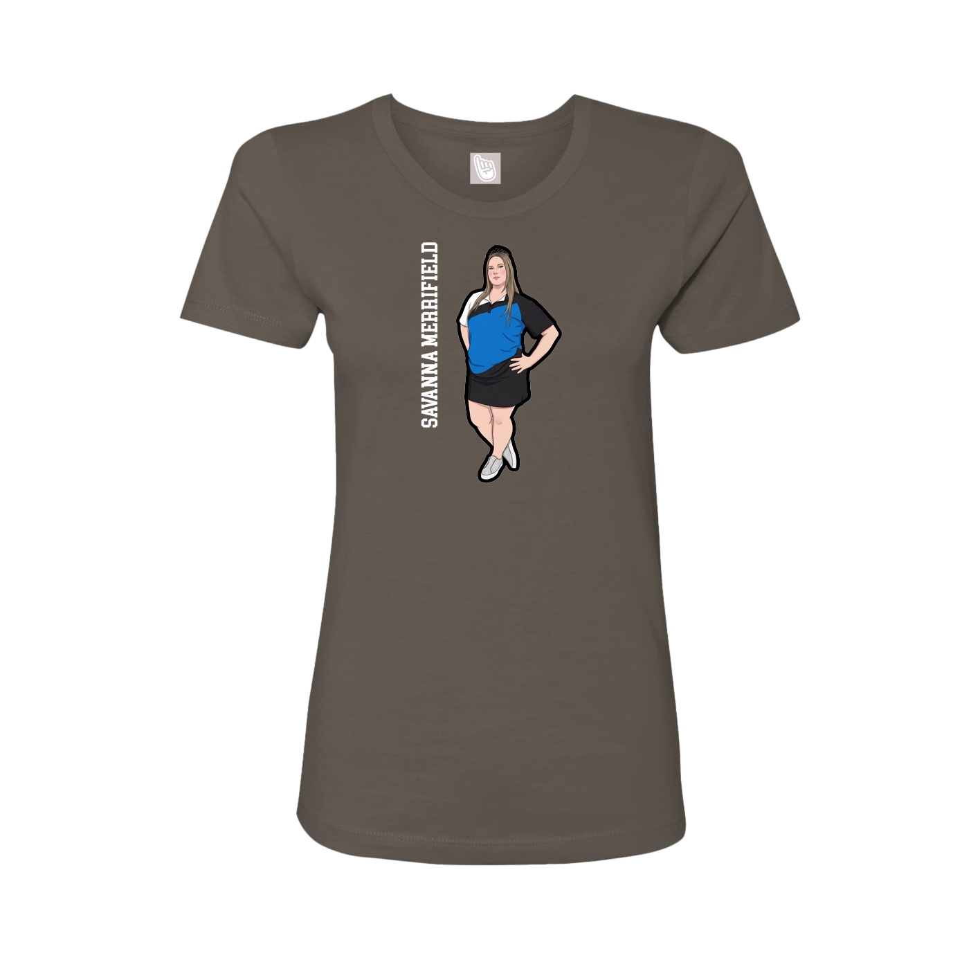 Fitted Women's Tee — Name Vertical in Grey