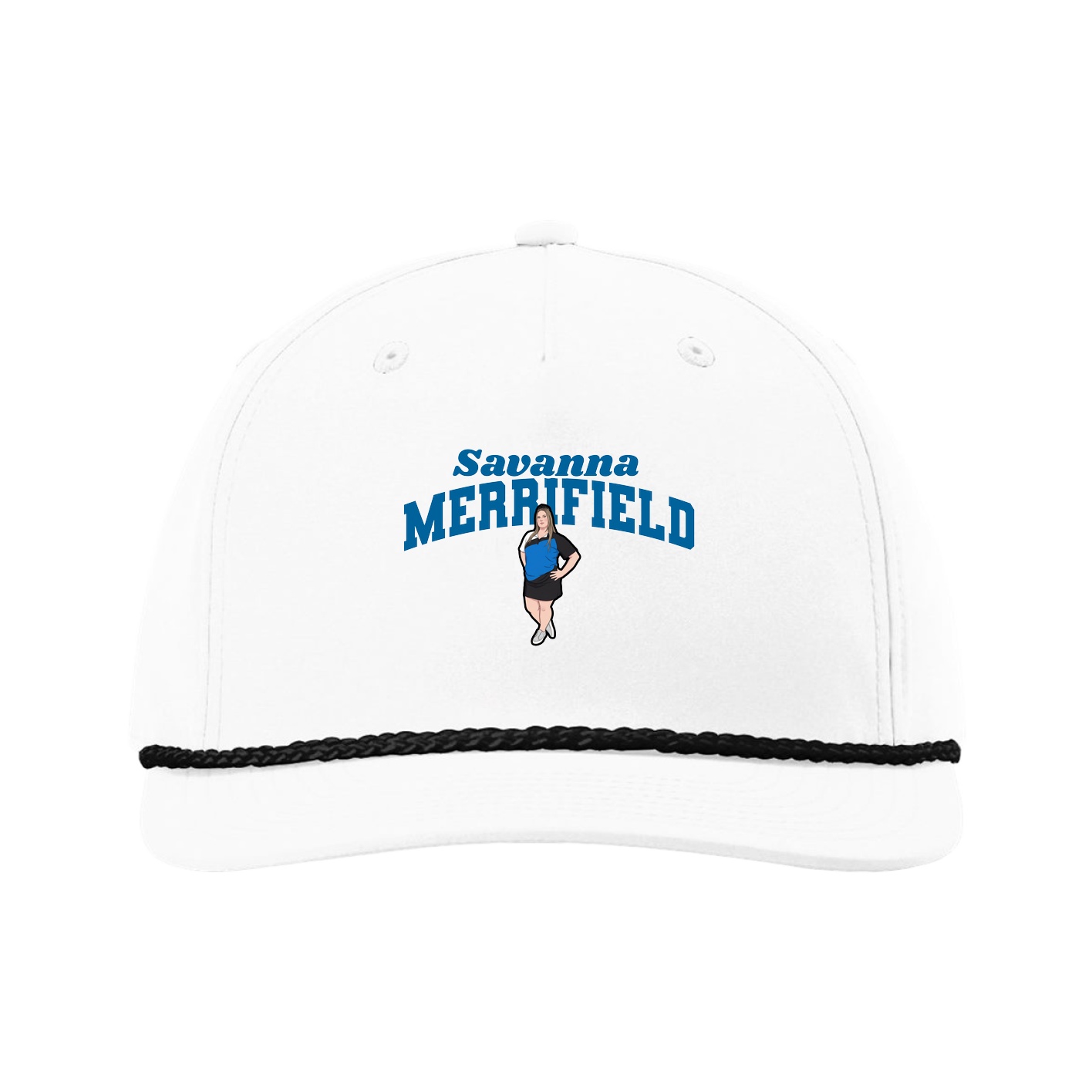 Five-Panel Classic Rope Cap — Signature Arch in White