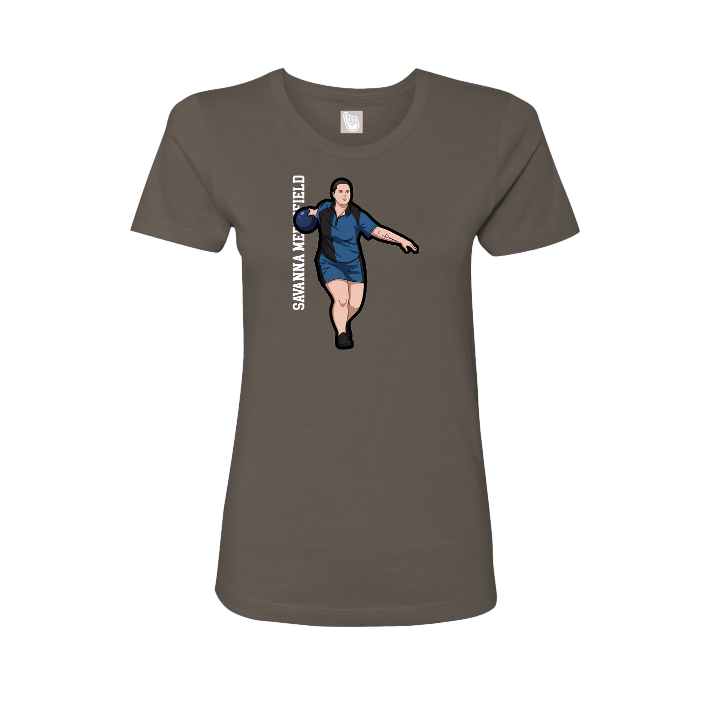 Fitted Women's Tee — Name Vertical in Grey