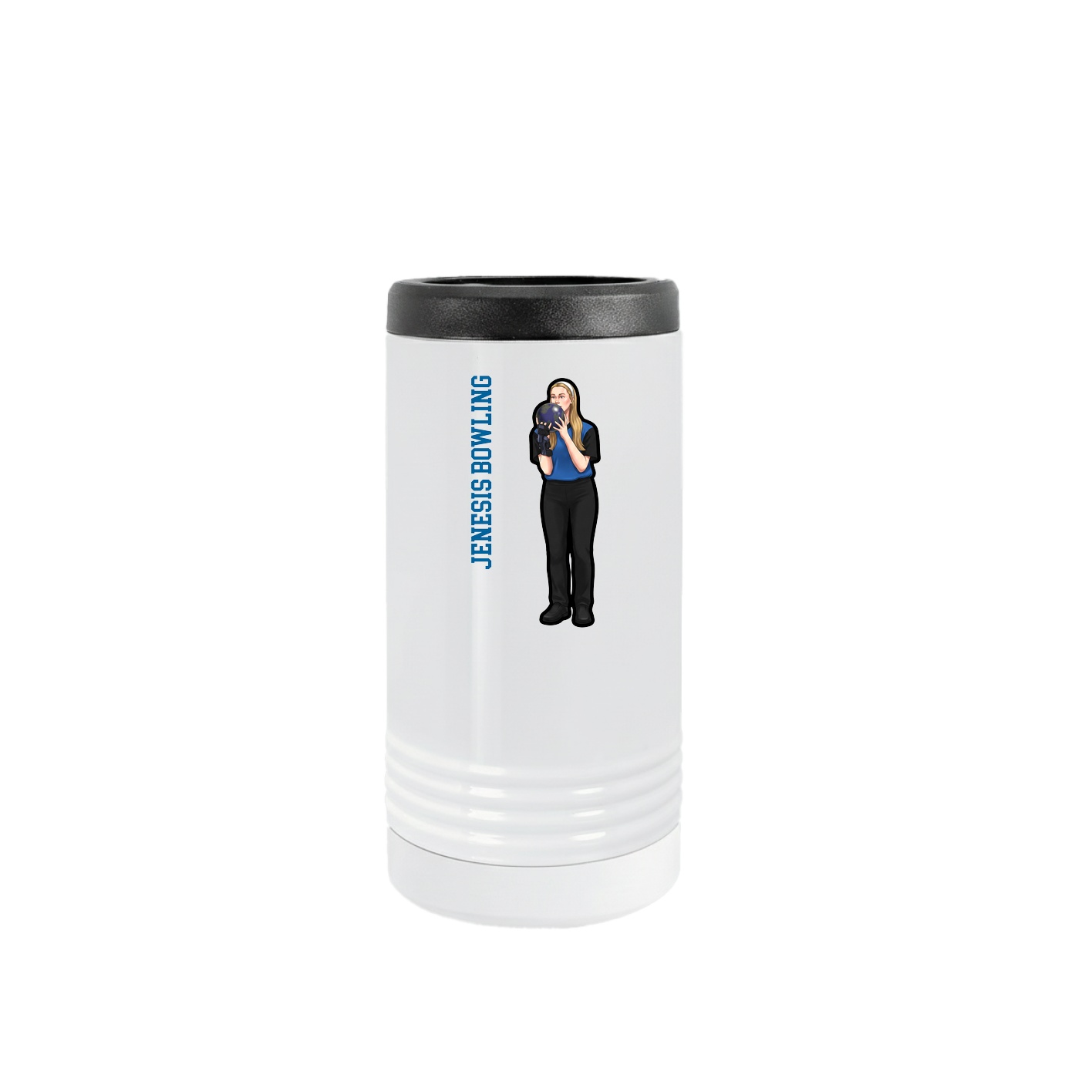 Slim Beverage Holder — Name Vertical in White