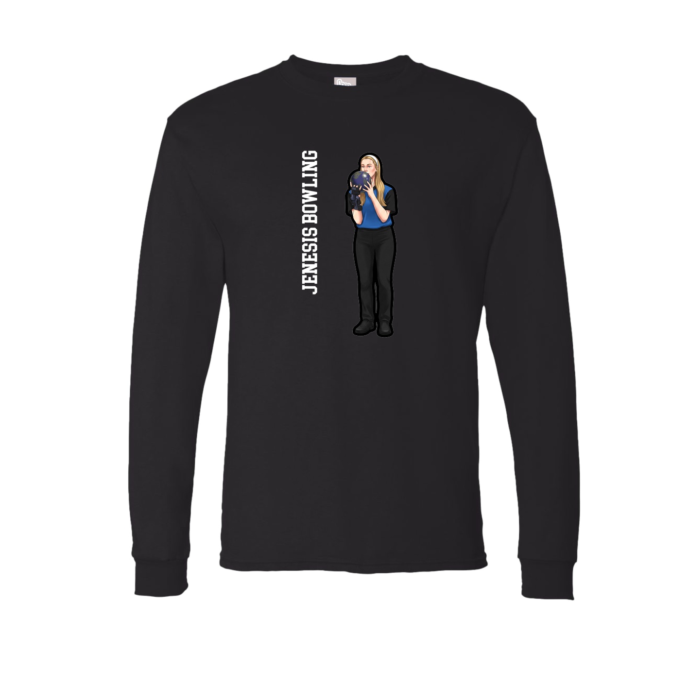 Long Sleeve Tee — Name Vertical in Black
