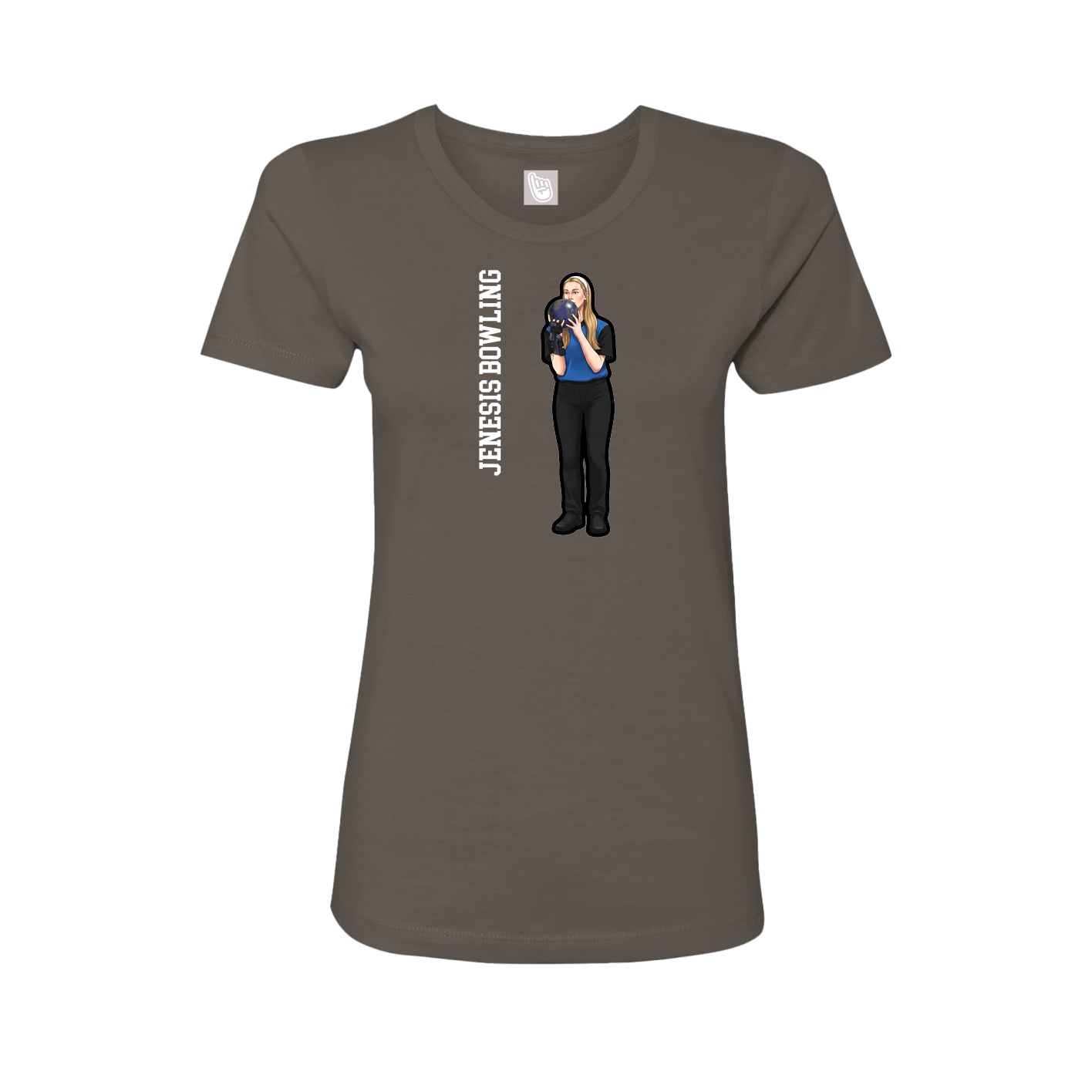 Fitted Women's Tee — Name Vertical in Grey