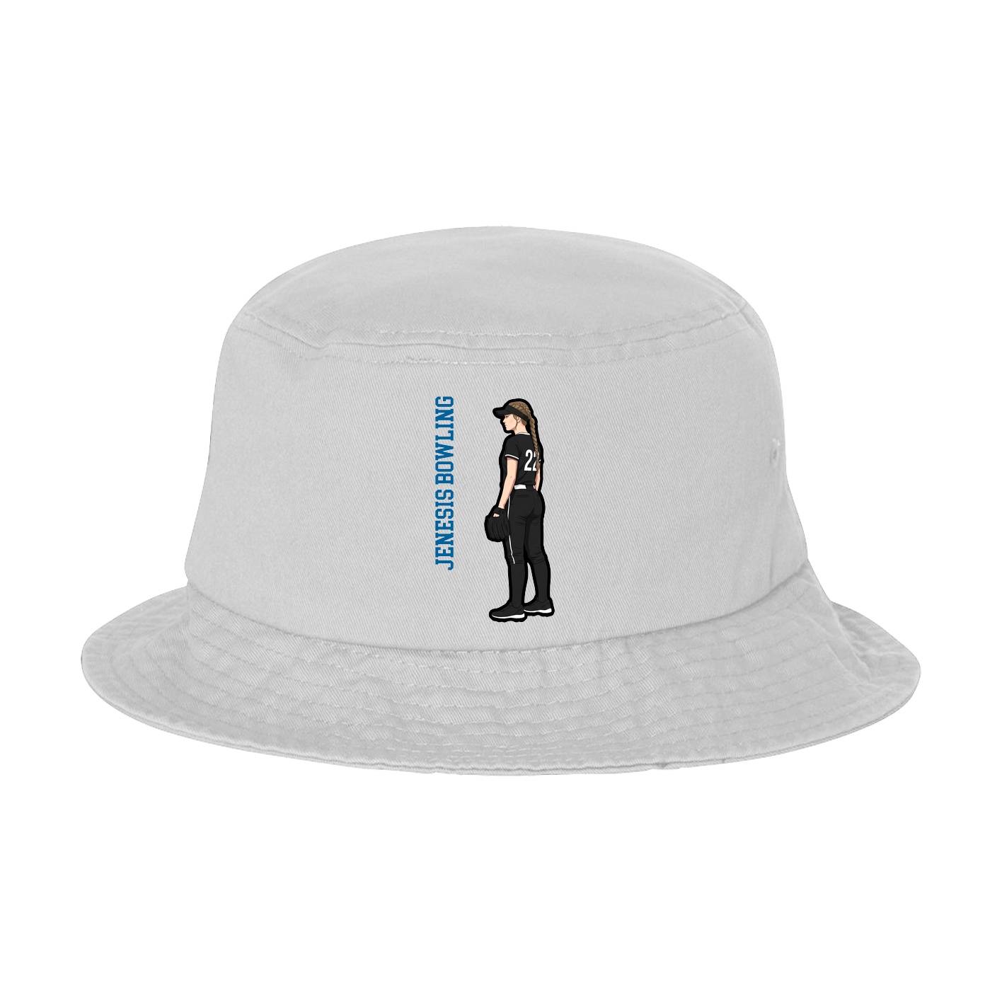 Bucket Cap — Name Vertical in White