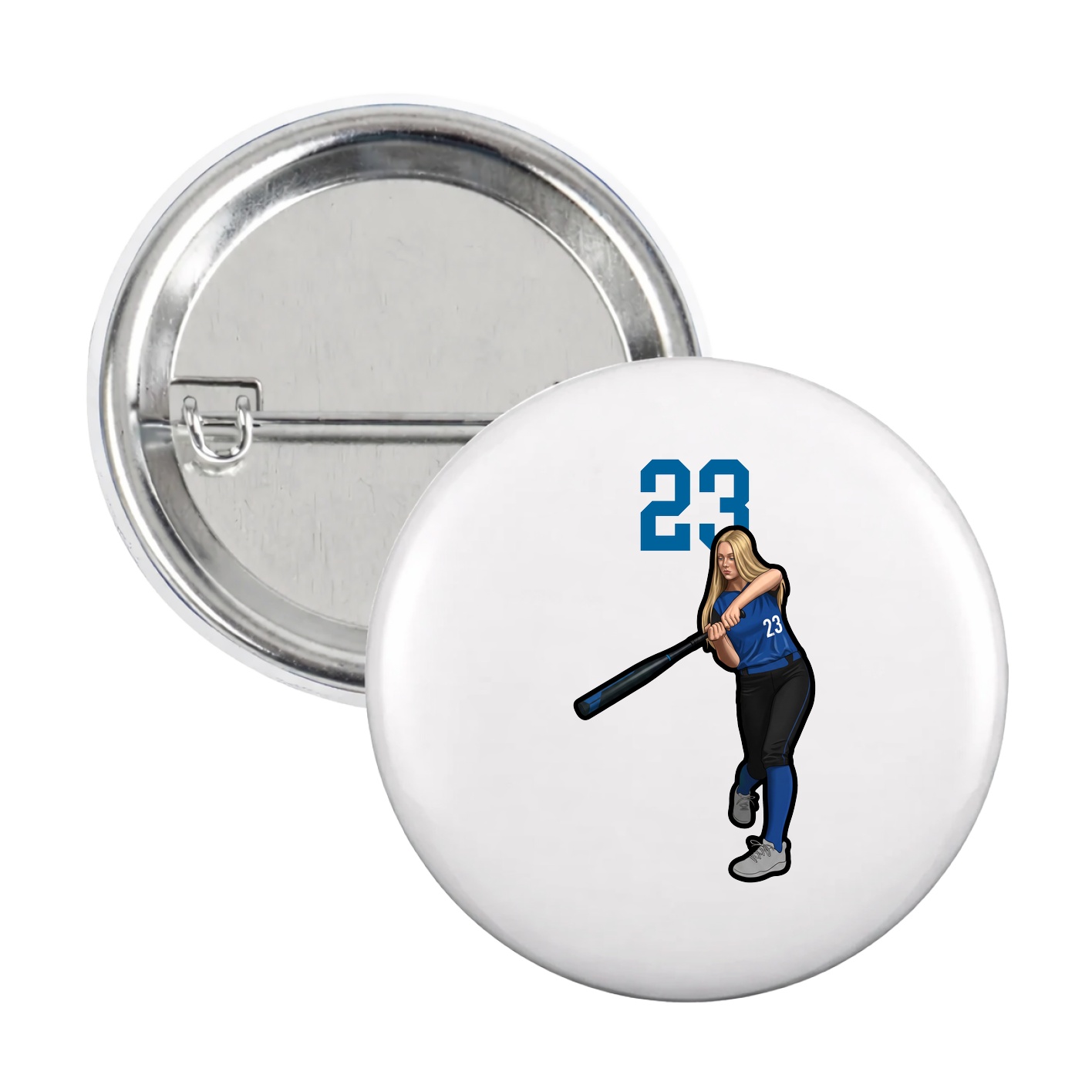 Game Day Button — Number Top in White