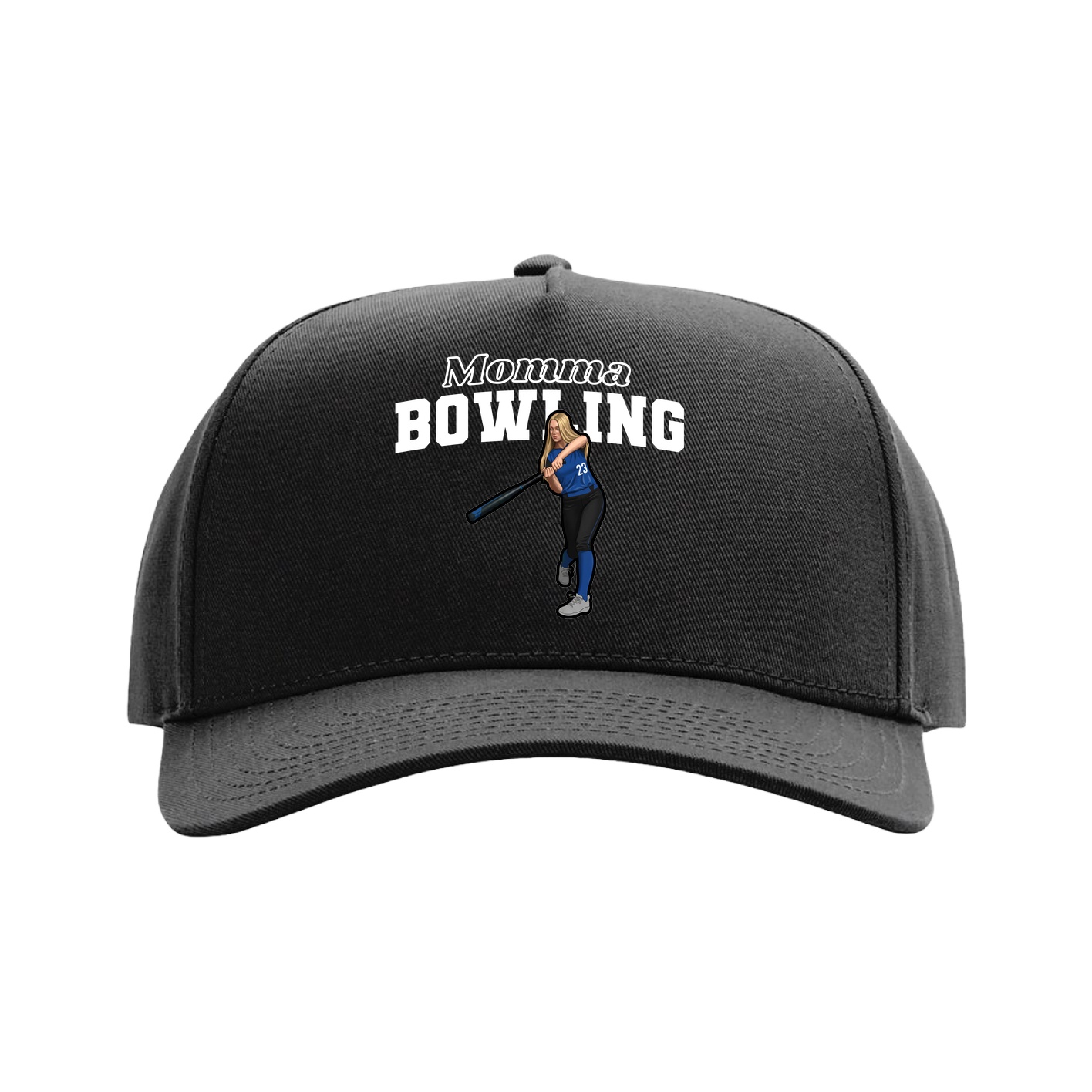 Full Fabric Five-Panel Champ Cap — Mothers Day Block in Black