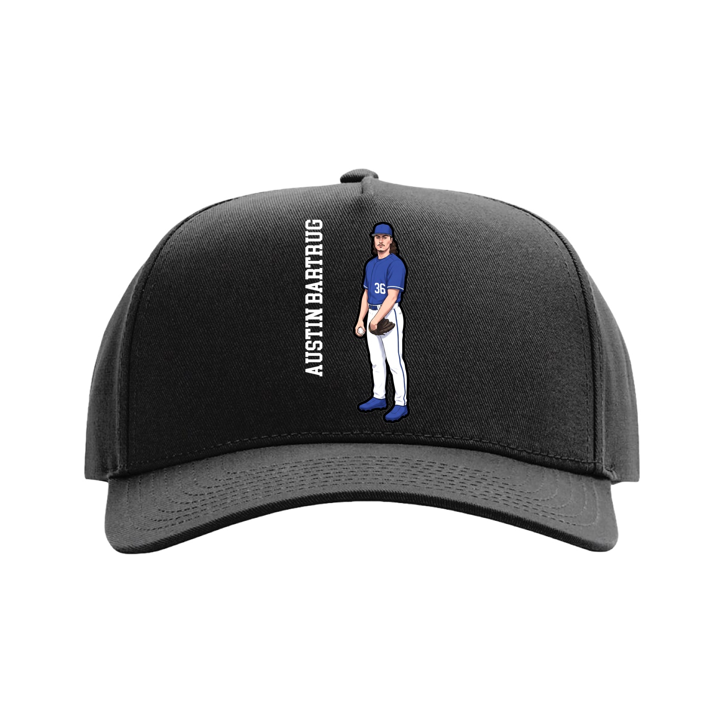 Full Fabric Five-Panel Champ Cap — Name Vertical in Black