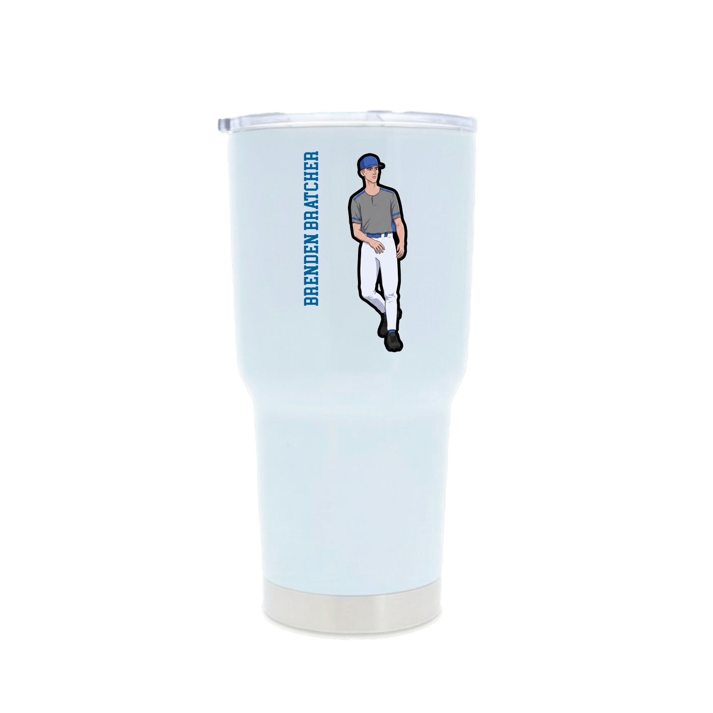30oz Stainless Steel Tumbler — Name Vertical in White