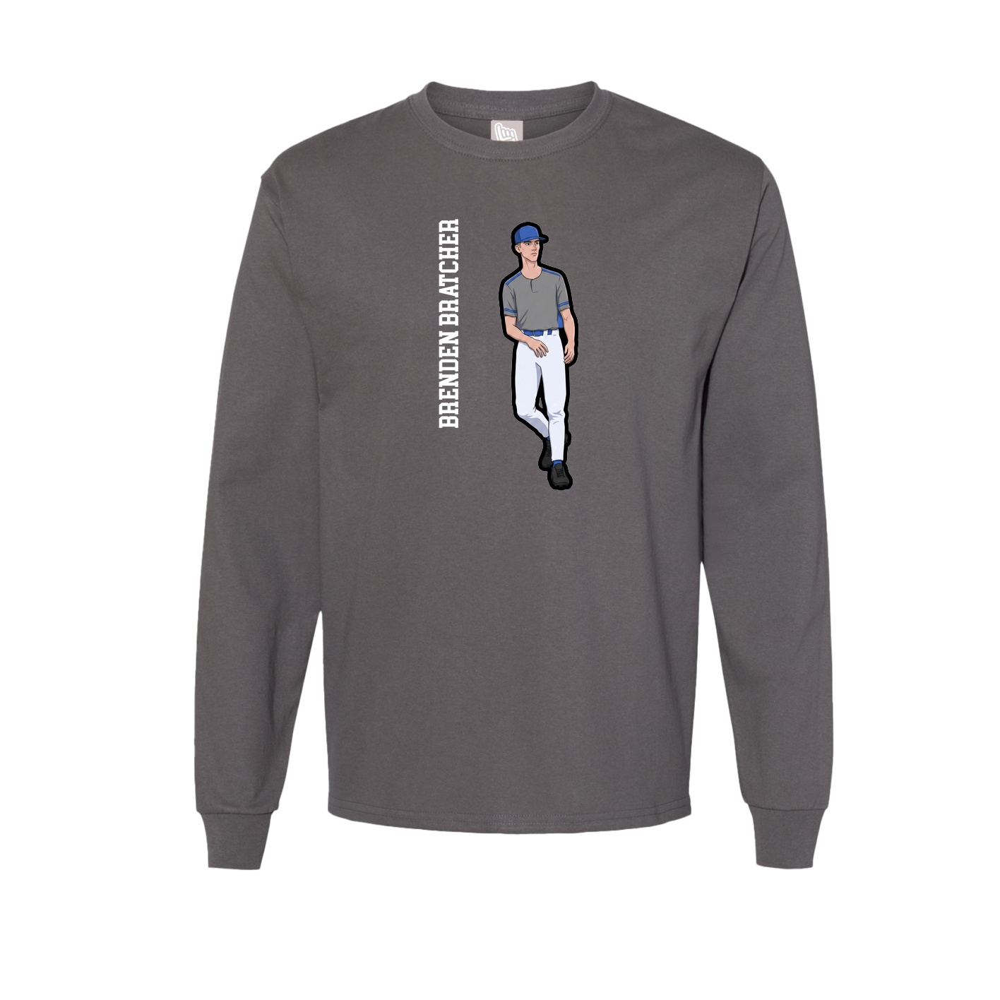 Long Sleeve Tee — Name Vertical in Grey