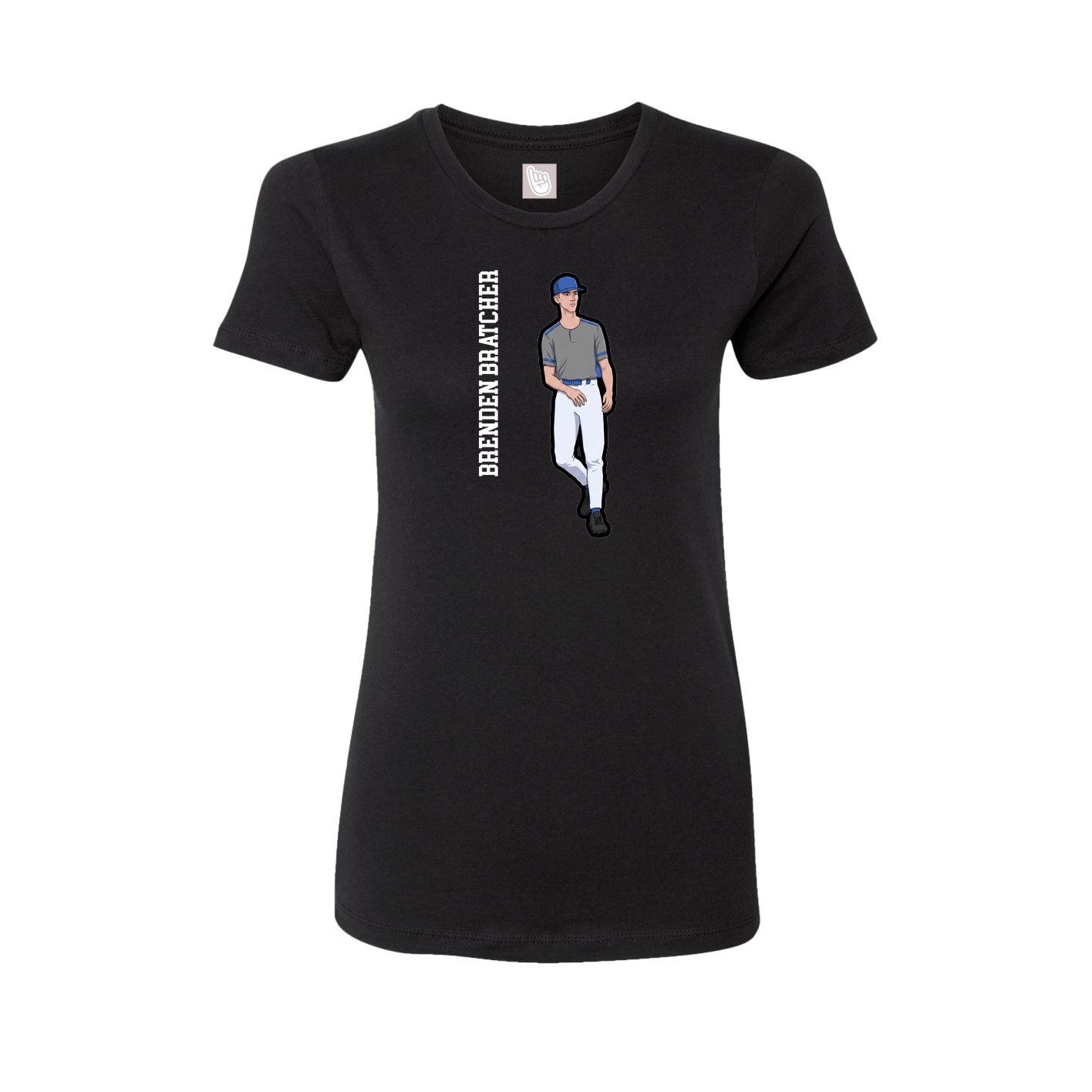 Fitted Women's Tee — Name Vertical in Black