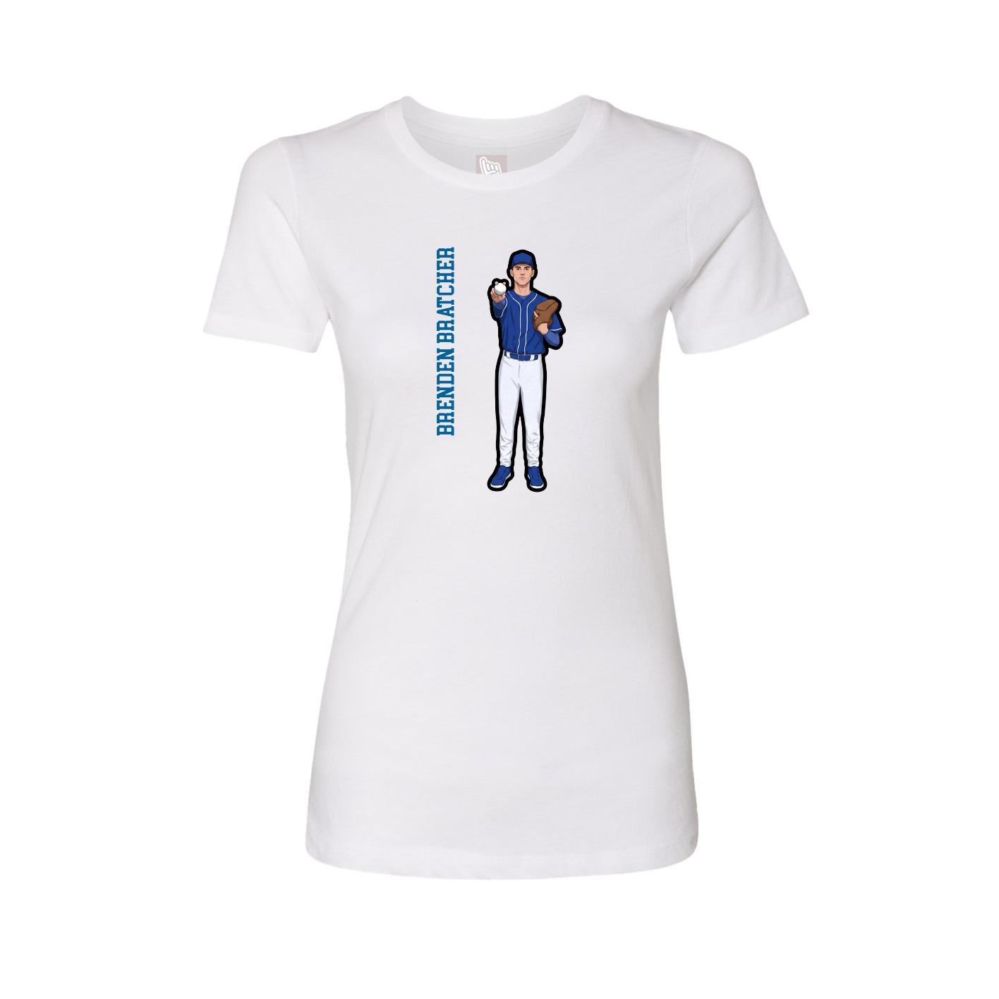 Fitted Women's Tee — Name Vertical in White