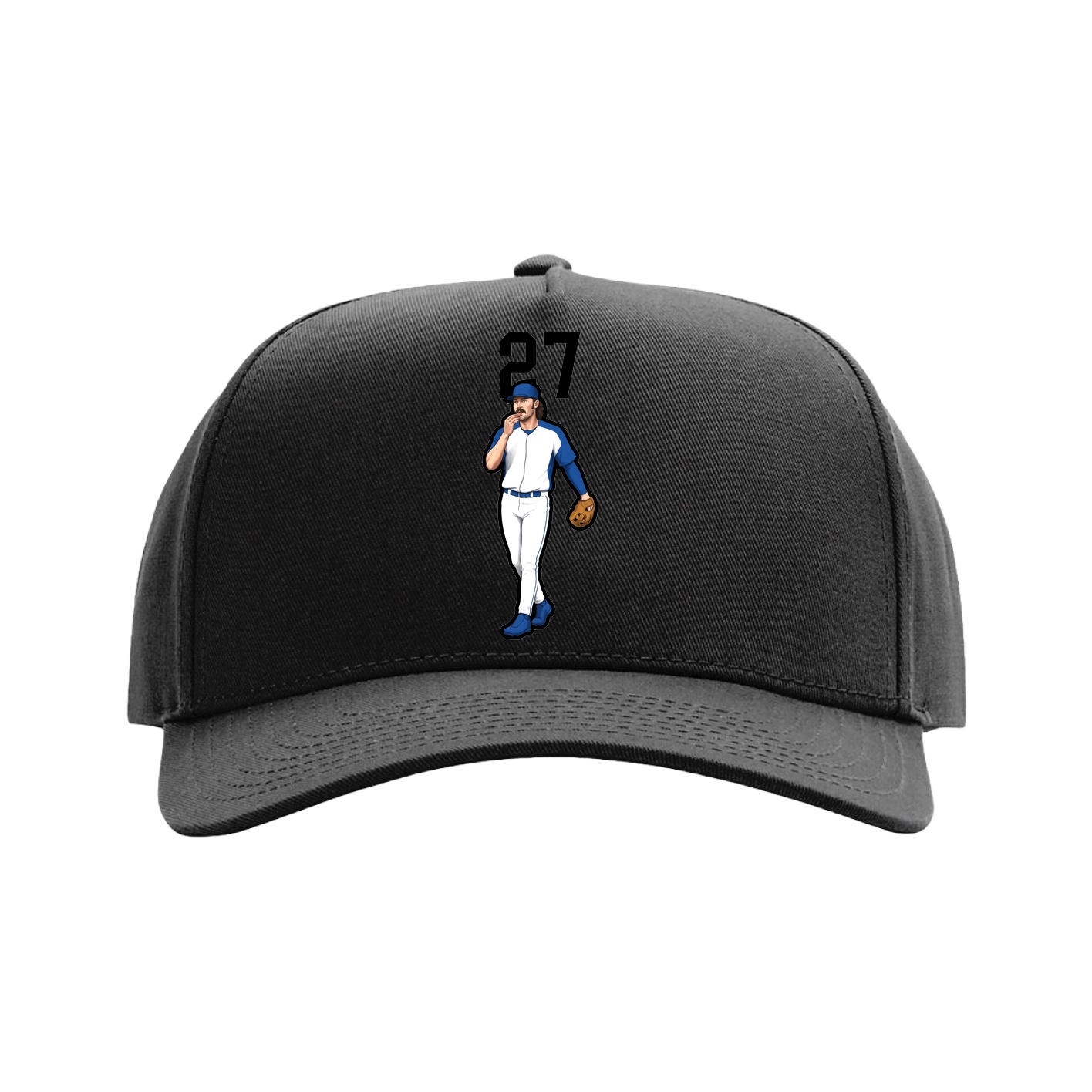 Full Fabric Five-Panel Champ Cap — Number Top in Black