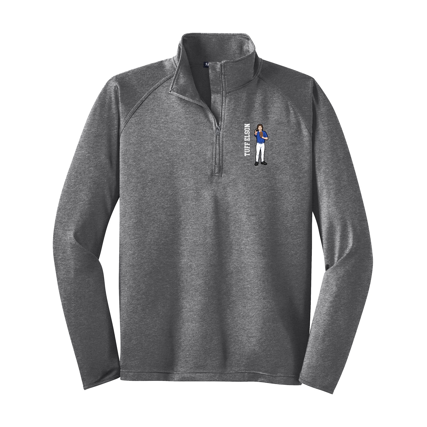 Q-Zip Pullover — Name Vertical in Grey