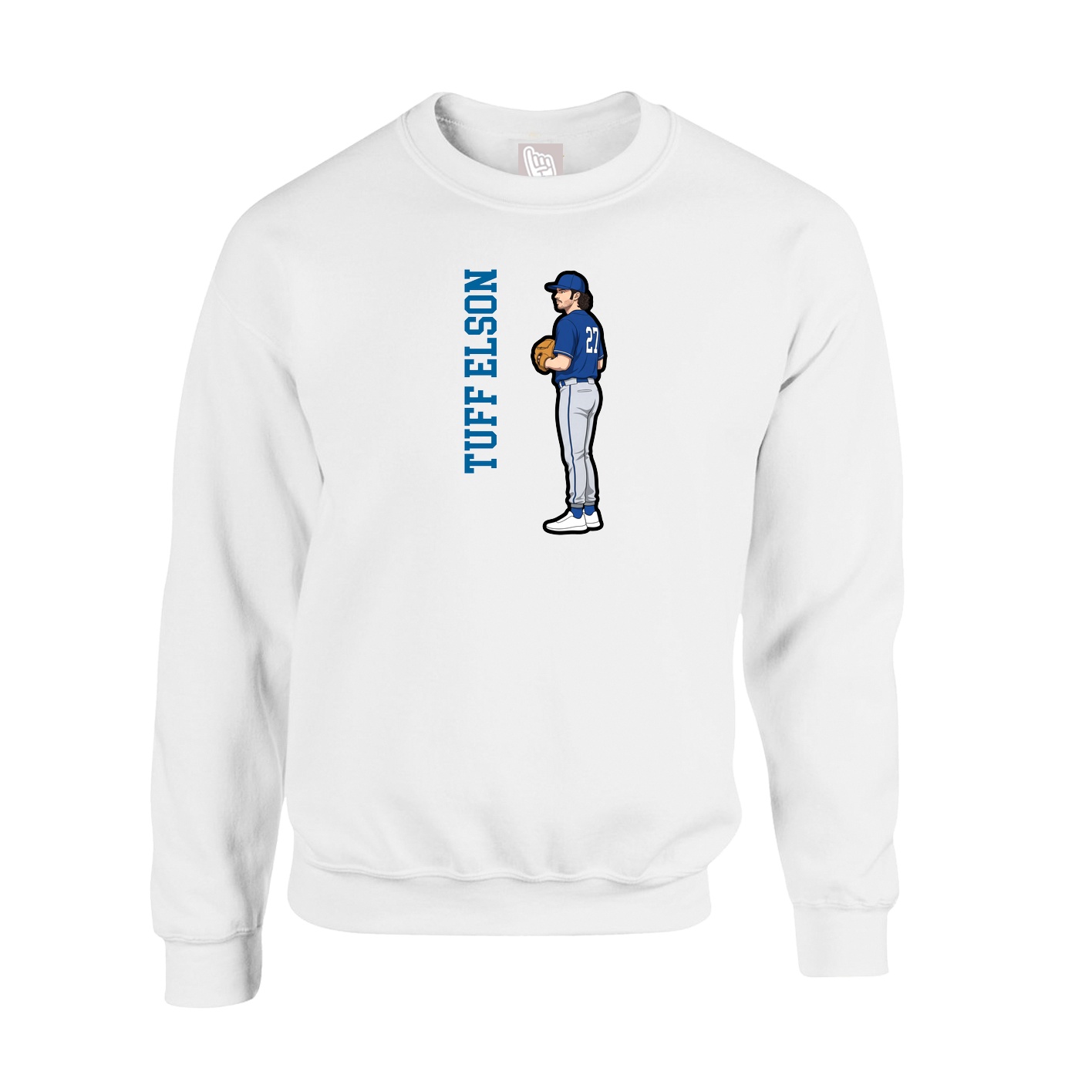Fleece Crew — Name Vertical in White