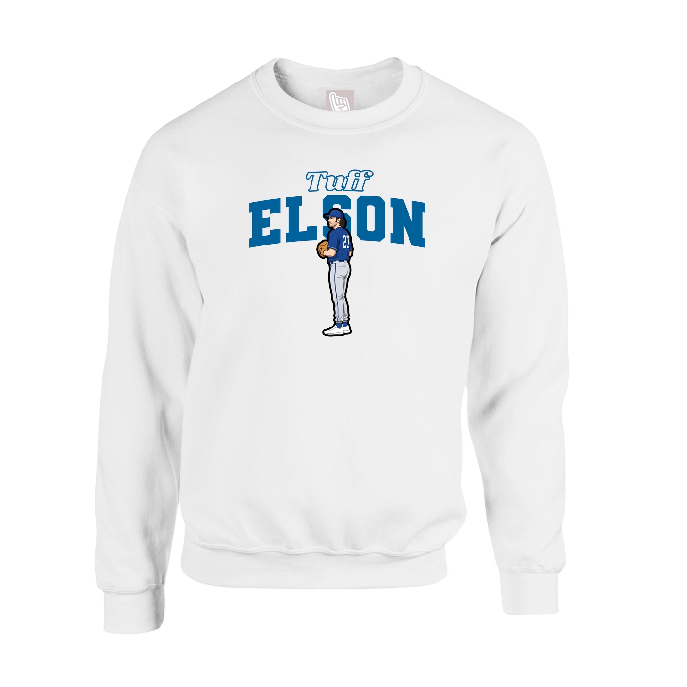 Fleece Crew — Name Arch in White