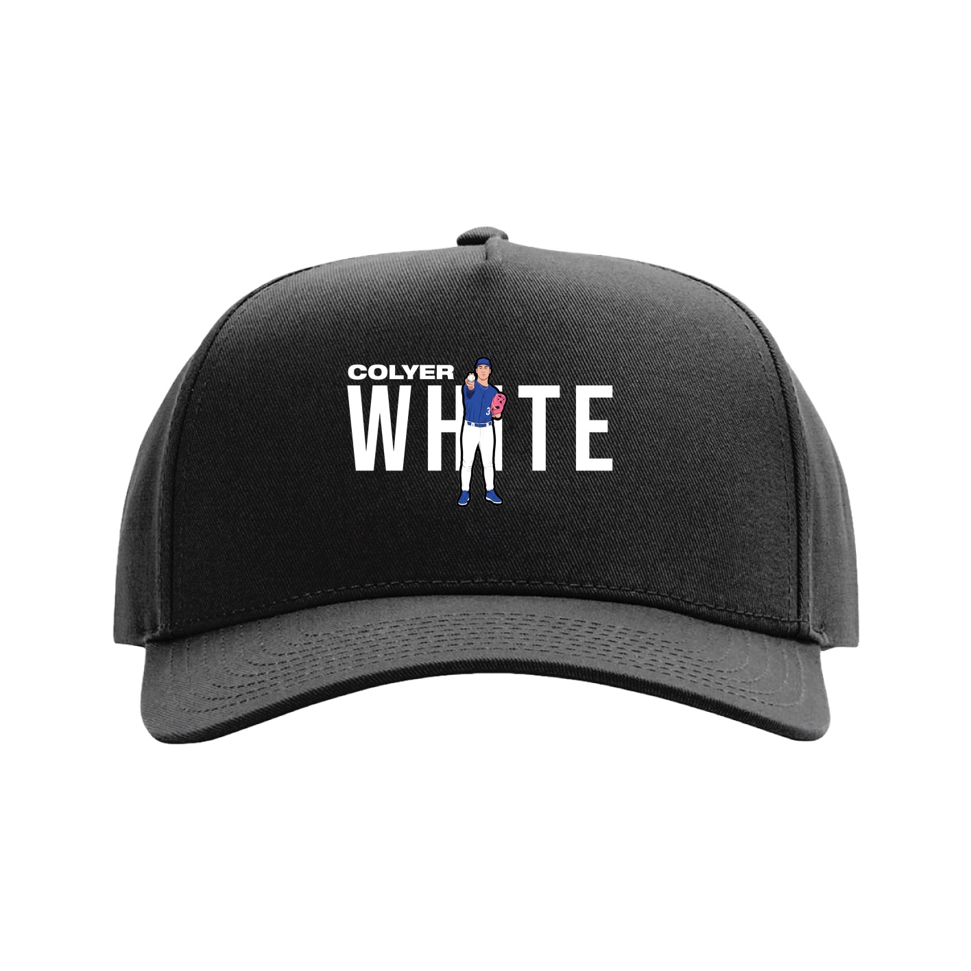 Full Fabric Five-Panel Champ Cap — Player Name in Black