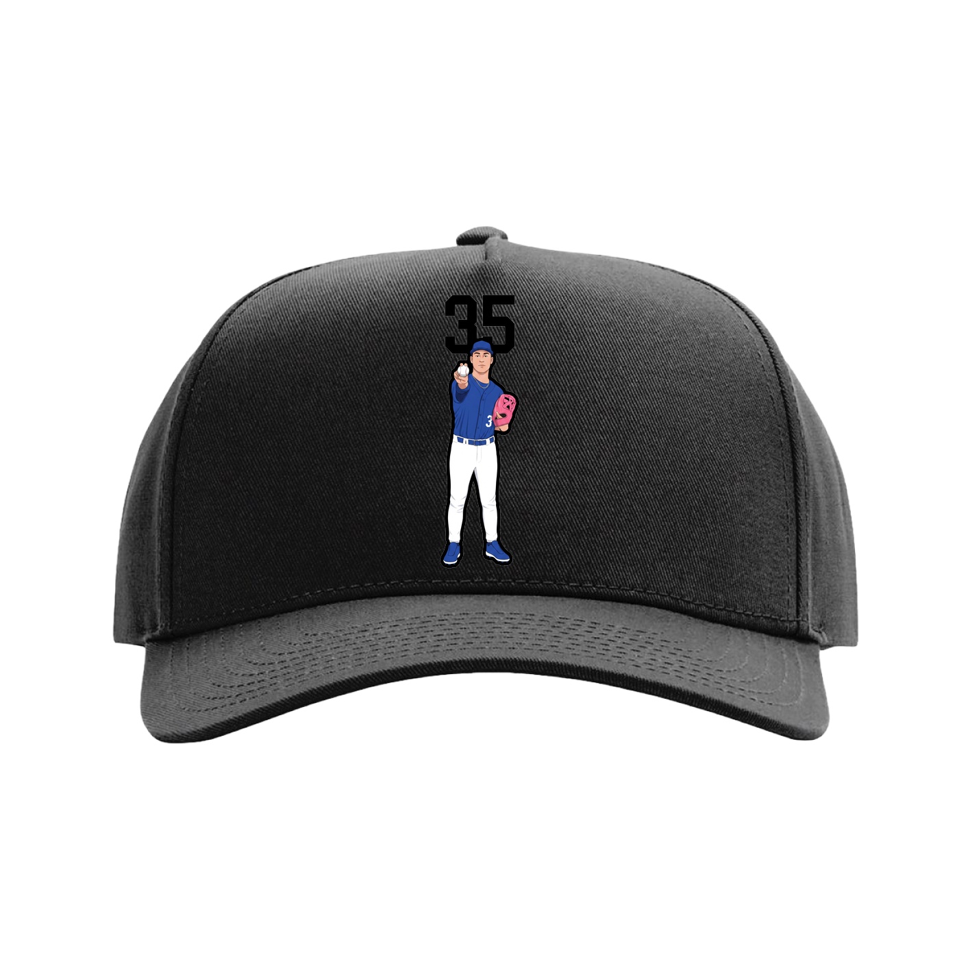 Full Fabric Five-Panel Champ Cap — Number Top in Black