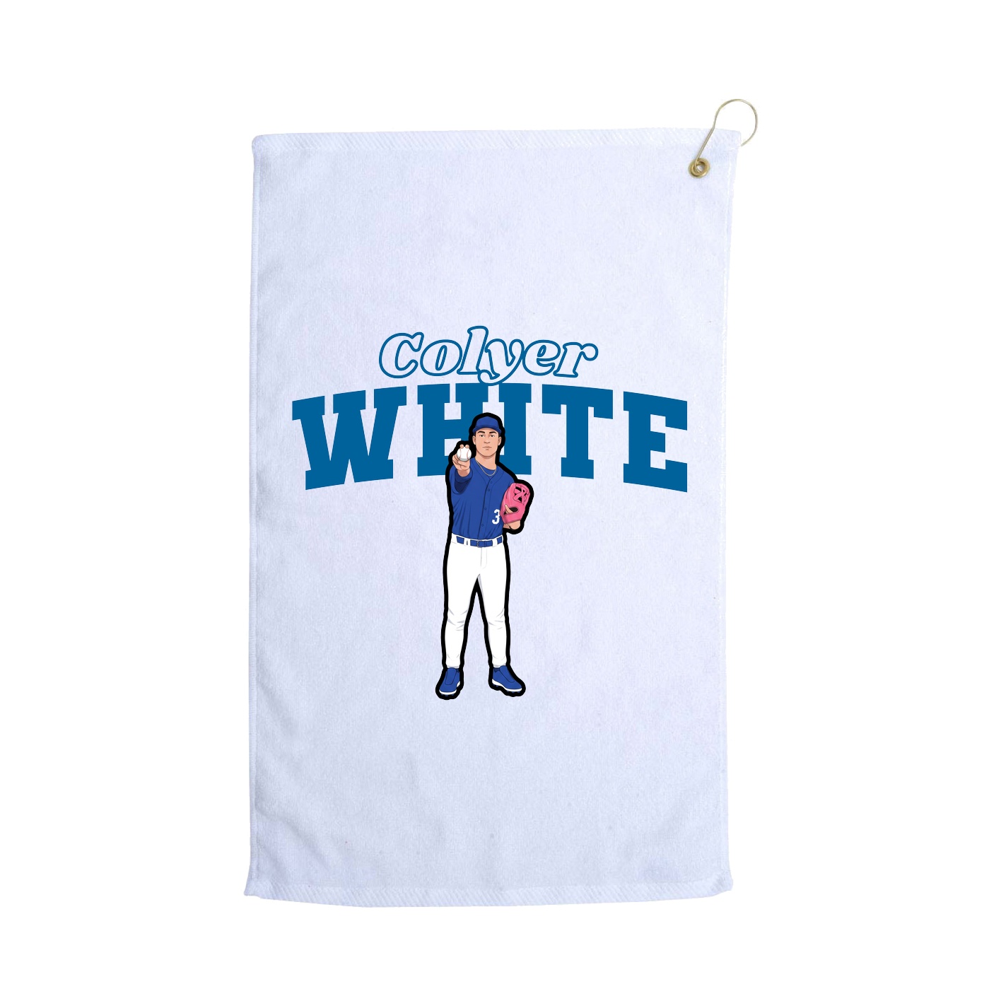 Golf Towel — Name Arch in White