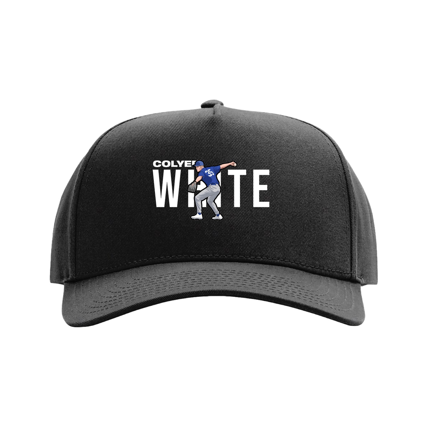 Full Fabric Five-Panel Champ Cap — Player Name in Black